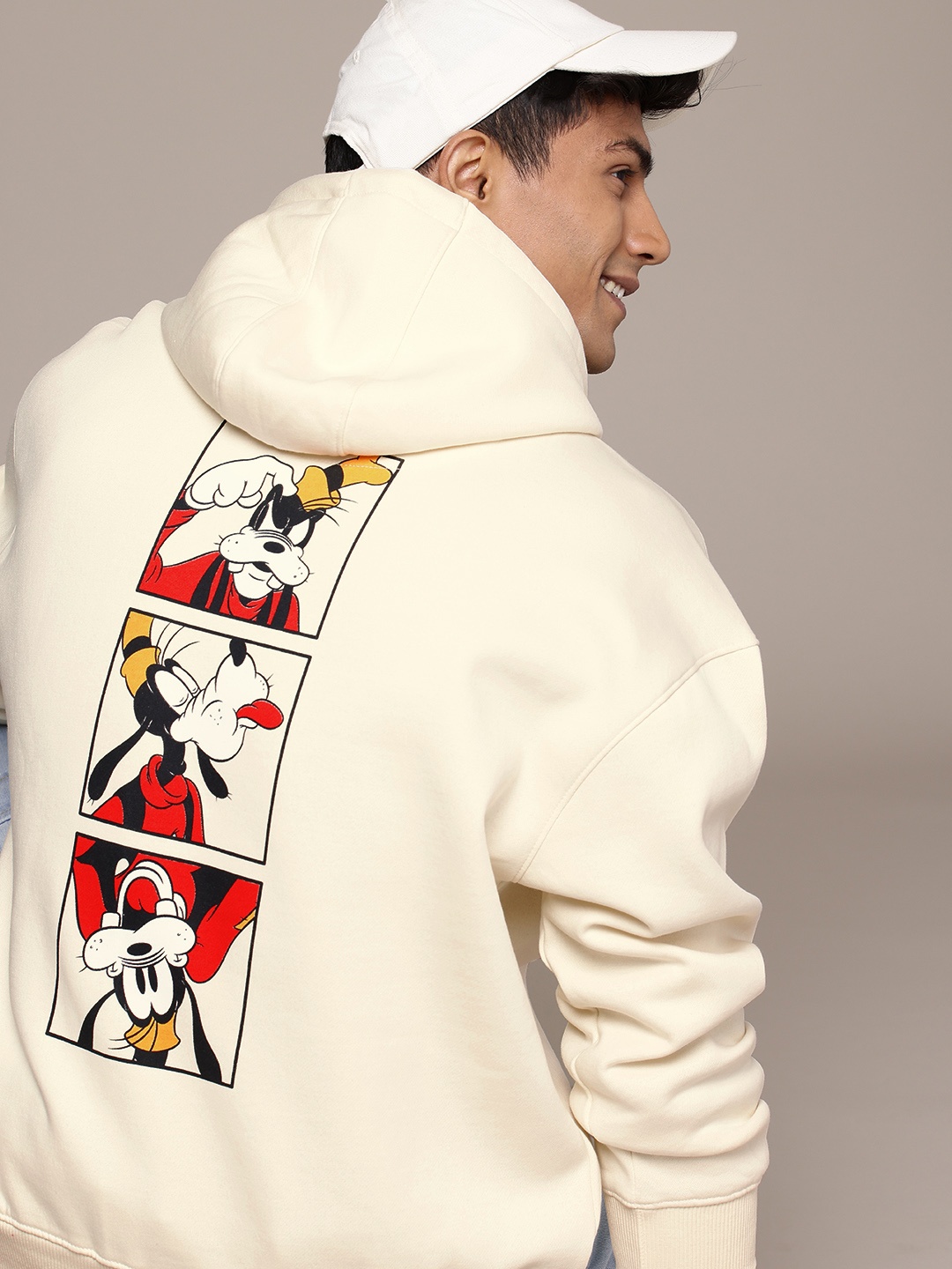 

WROGN Goofy Printed Hooded Oversized Sweatshirt, Cream