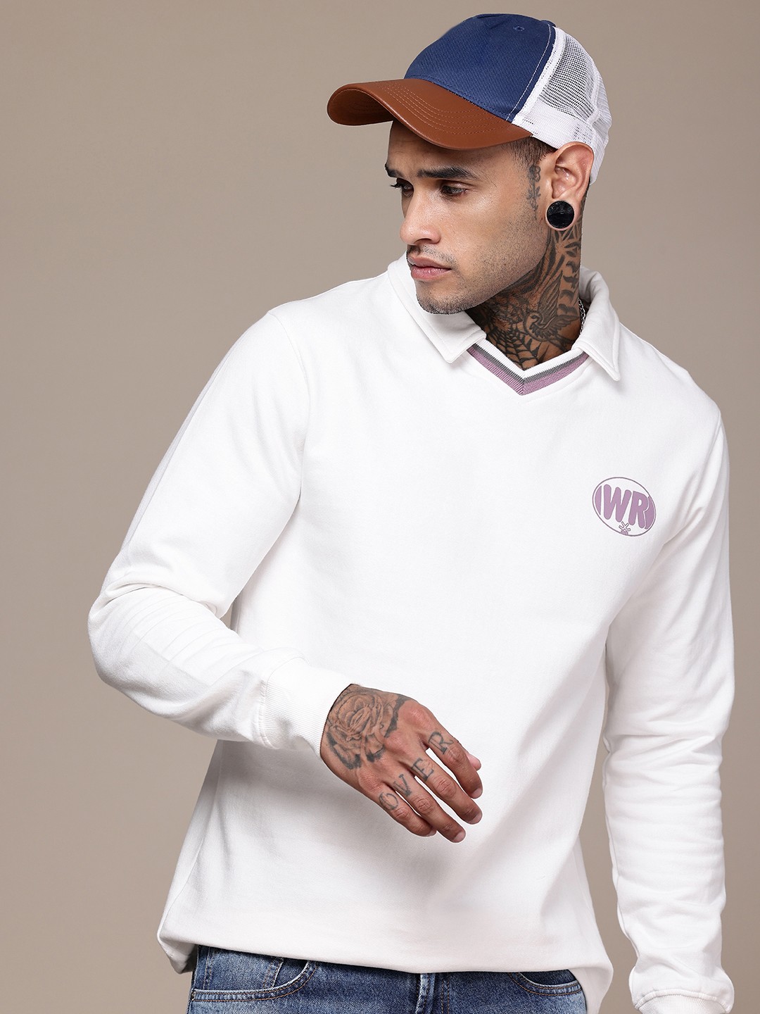 

WROGN Shirt Collar Sweatshirt, White