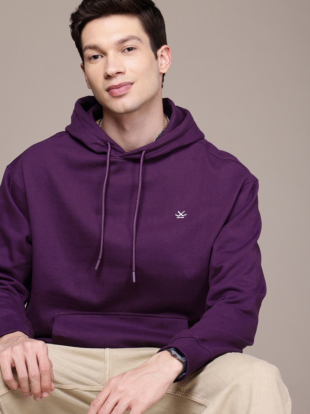 

WROGN Oversized Fit Hooded Sweatshirt, Purple