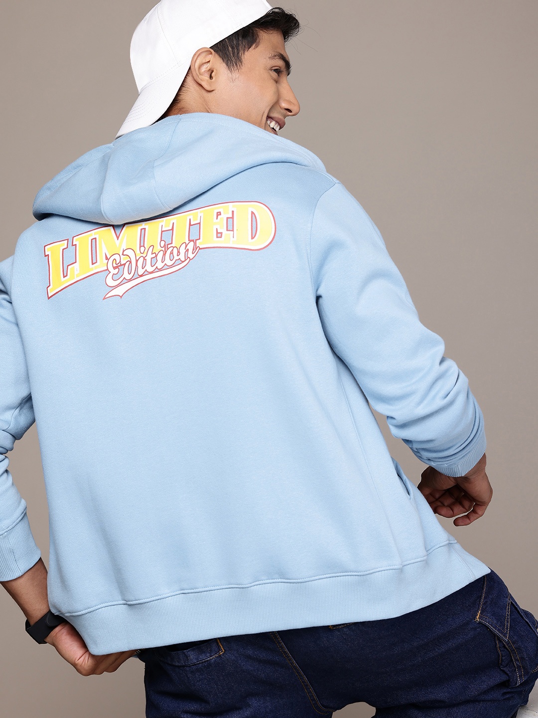 

WROGN Typography Printed Hooded Sweatshirt, Blue