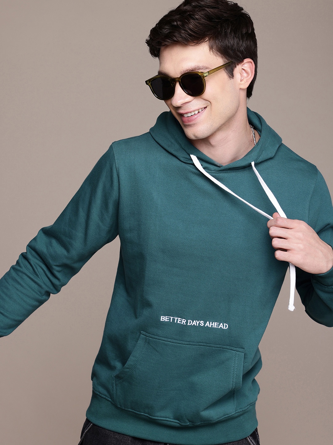 

WROGN Hooded Pullover Sweatshirt, Teal