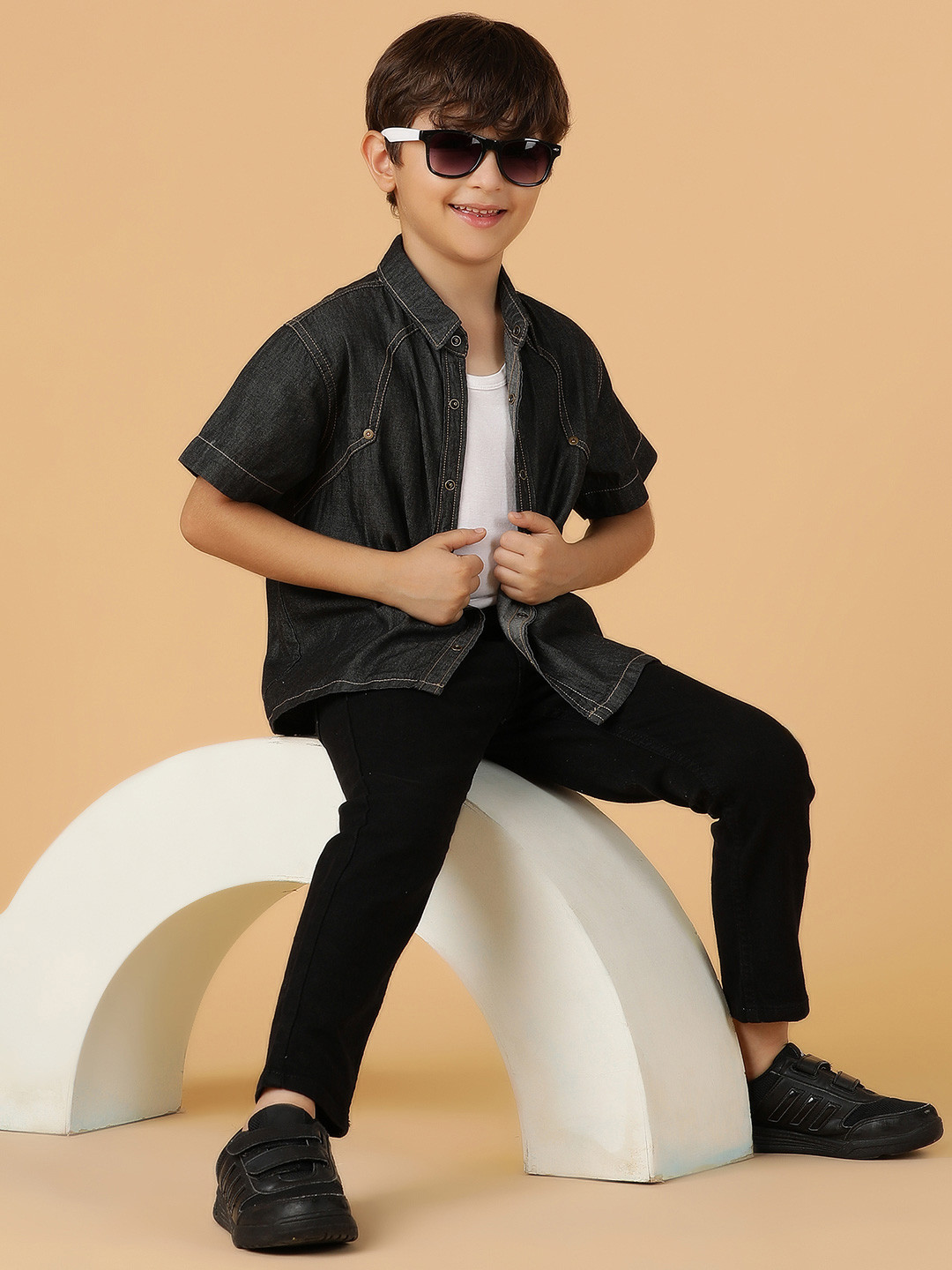 

TALES & STORIES Boys Slim Fit Stretchable Jeans, Black