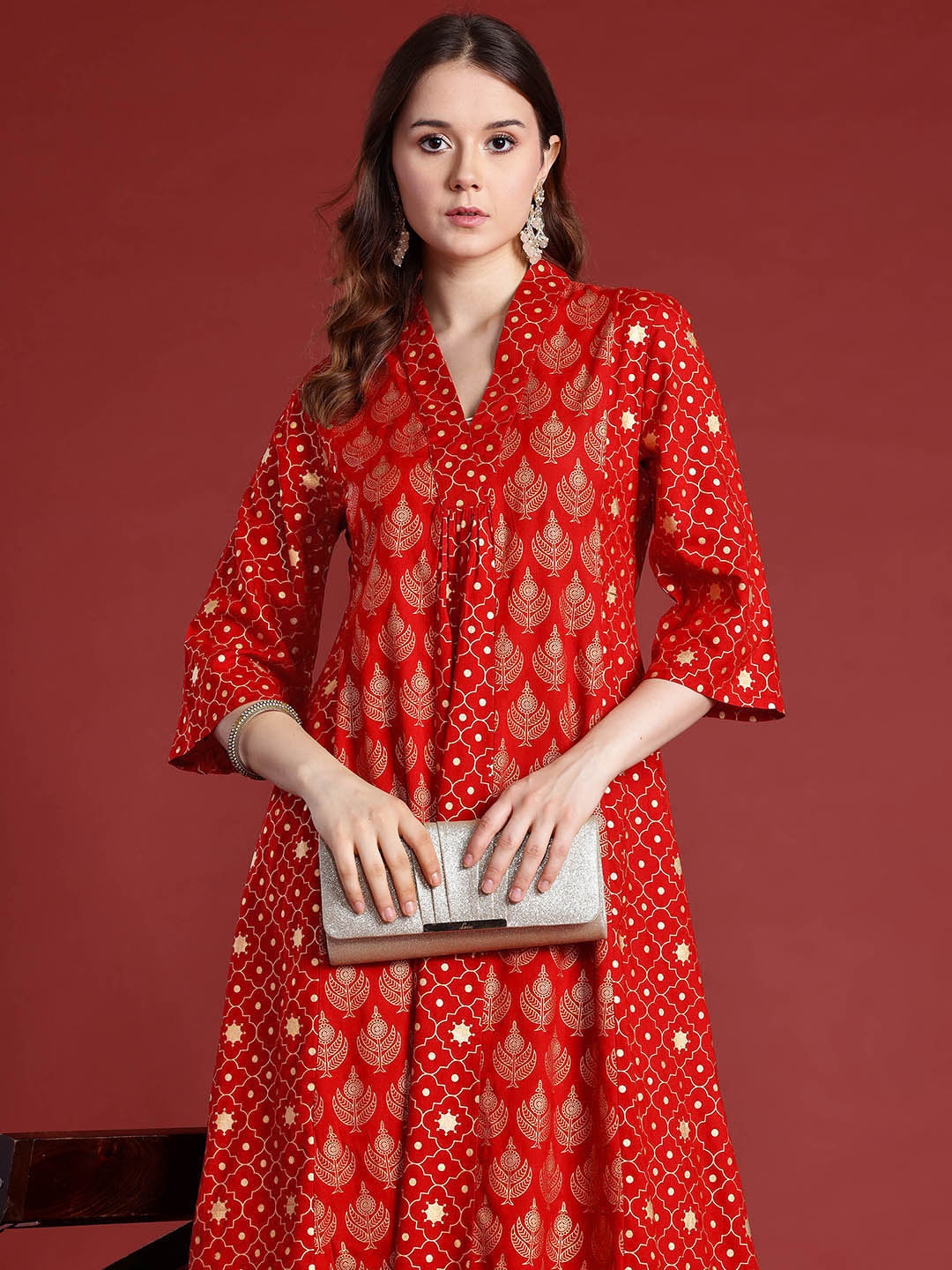 

Anouk Ethnic Printed Kurta Set, Red