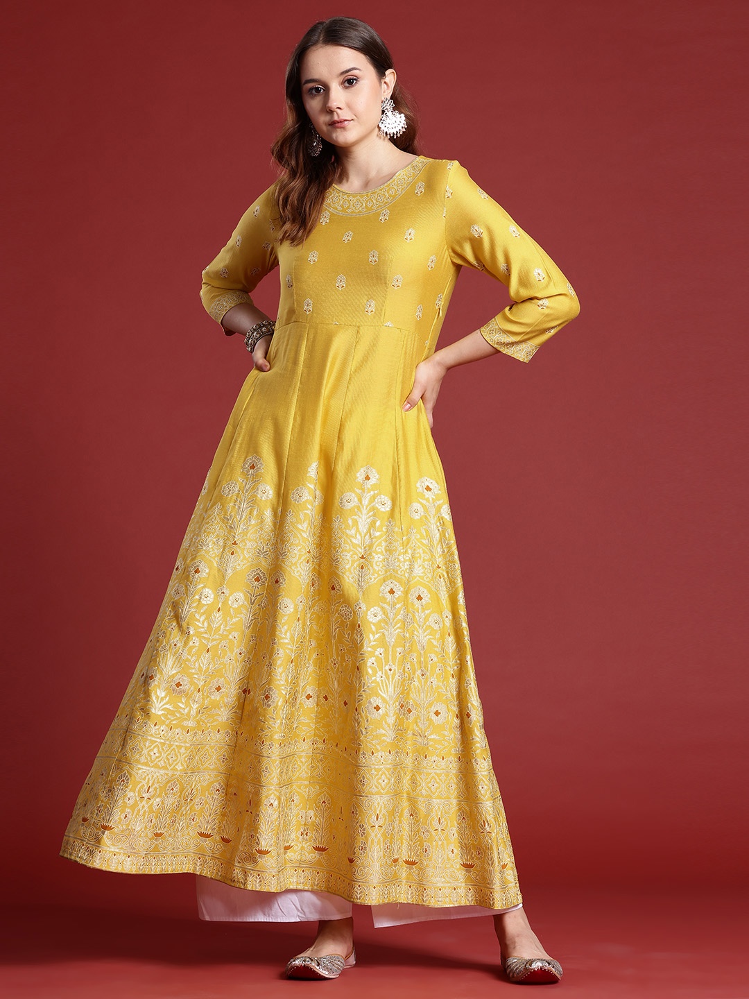 

Anouk Women Ethnic Motifs Printed Kurta, Mustard