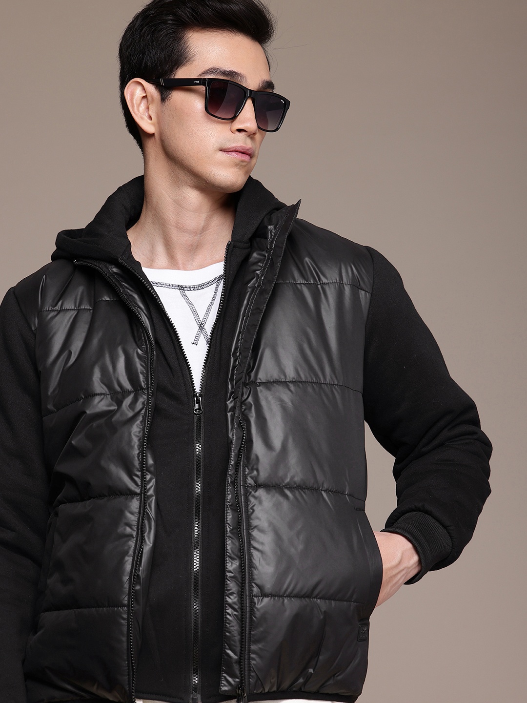 

WROGN Hooded Padded Jacket, Black
