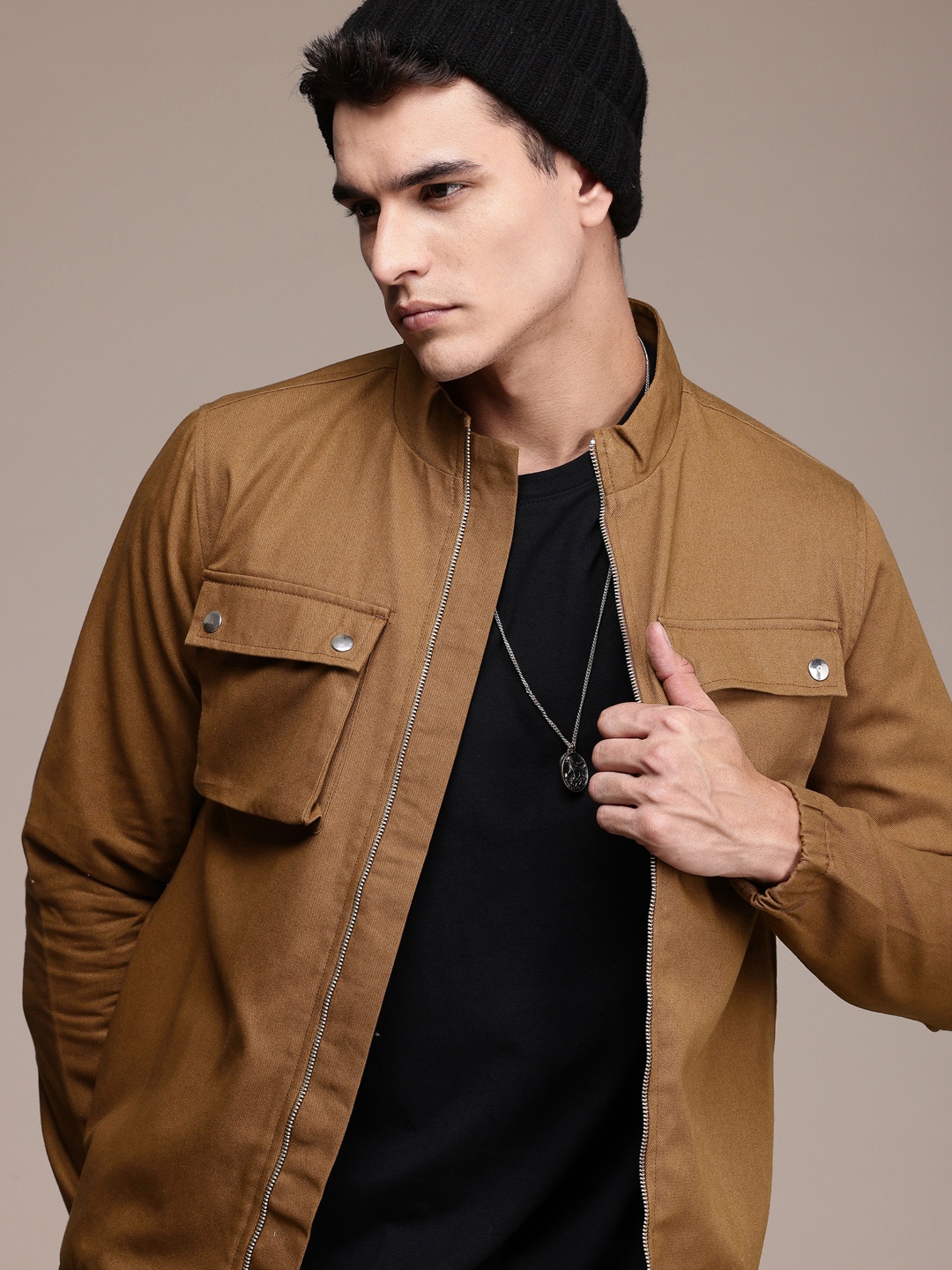 

WROGN Mock Collar Tailored Jacket, Brown