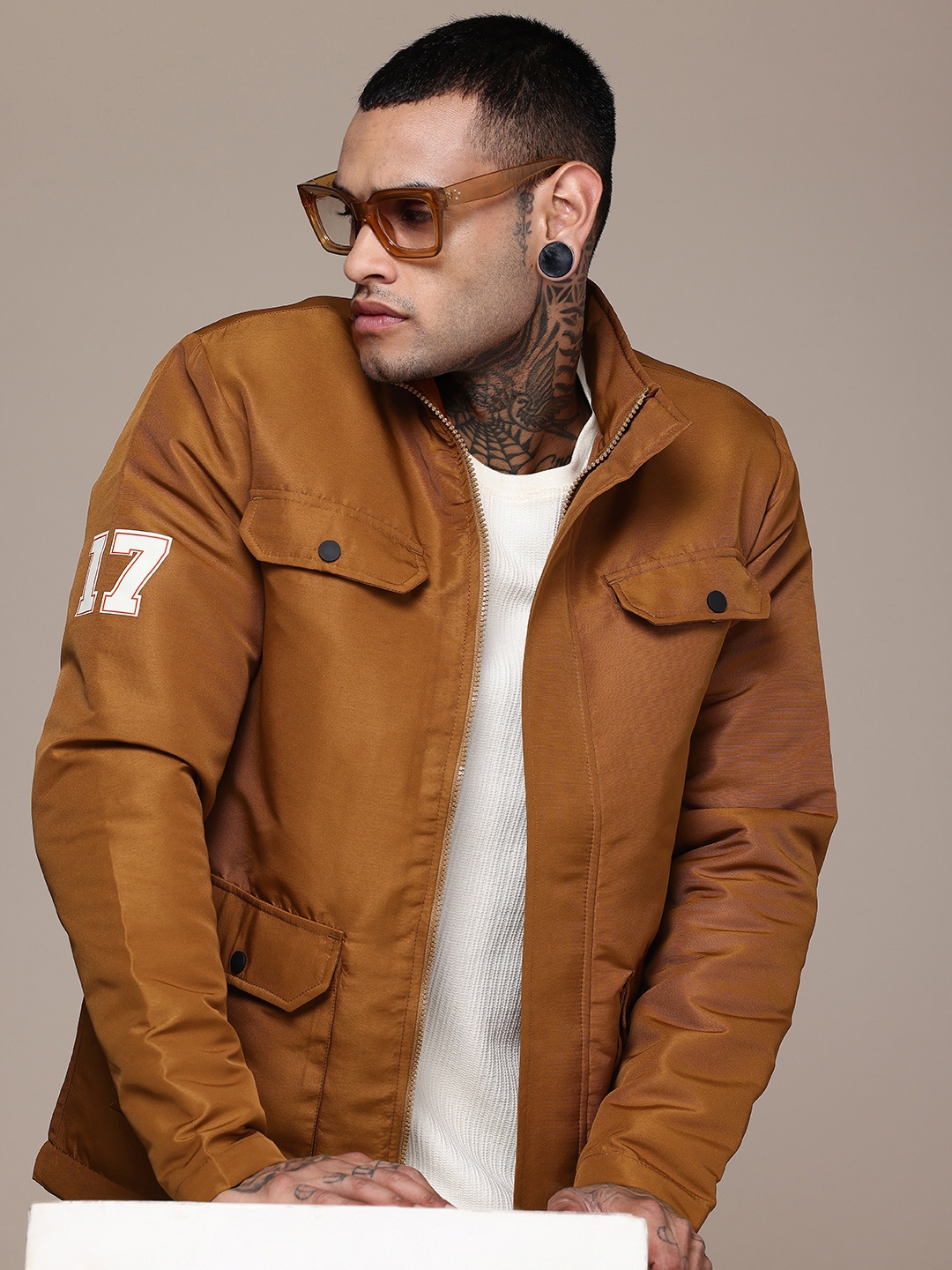 

WROGN Mock Collar Tailored Jacket, Brown