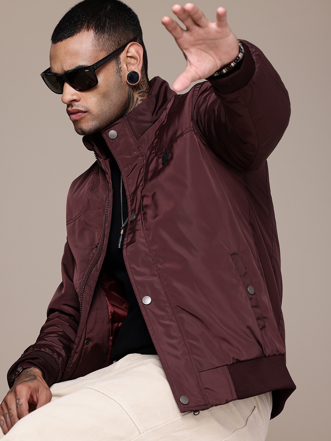 

WROGN Bomber Jacket, Maroon