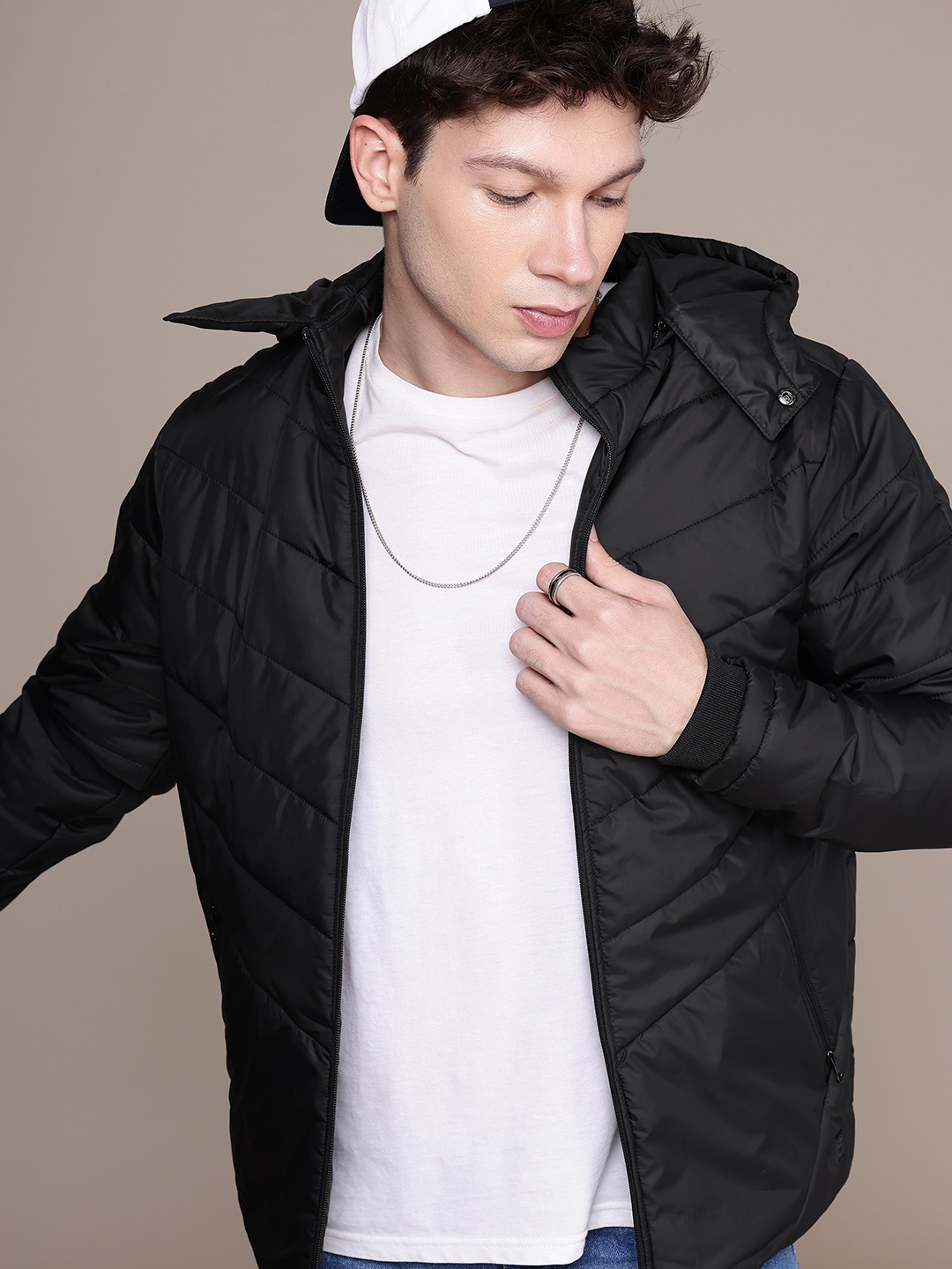 

WROGN Hooded Padded Jacket, Black