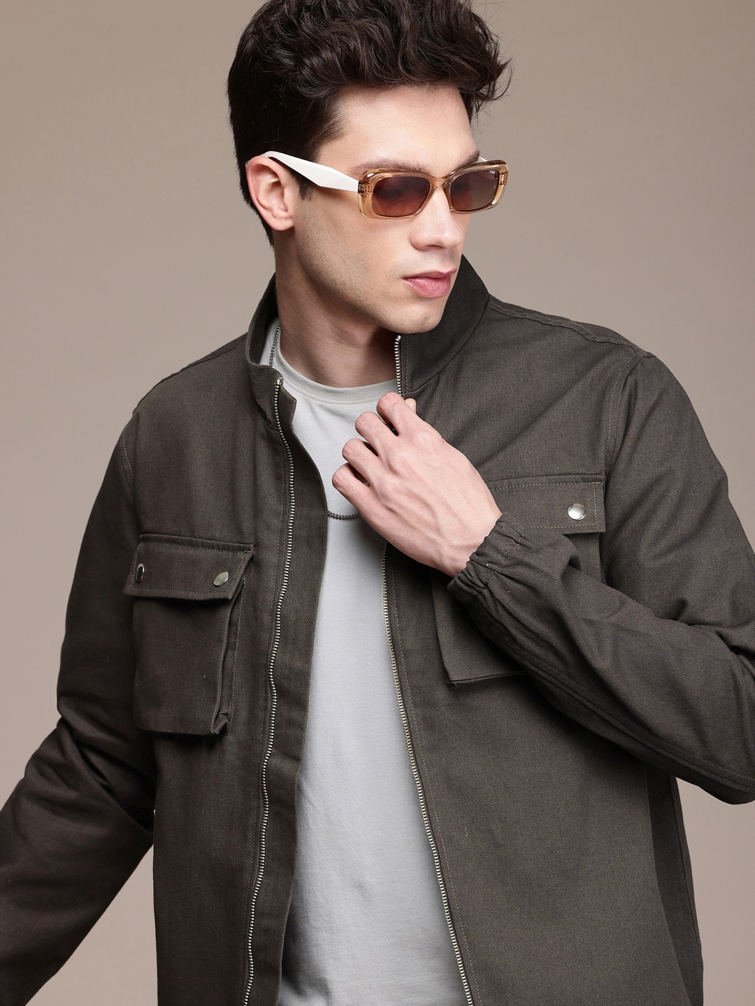 

WROGN Mock Collar Tailored Jacket, Grey