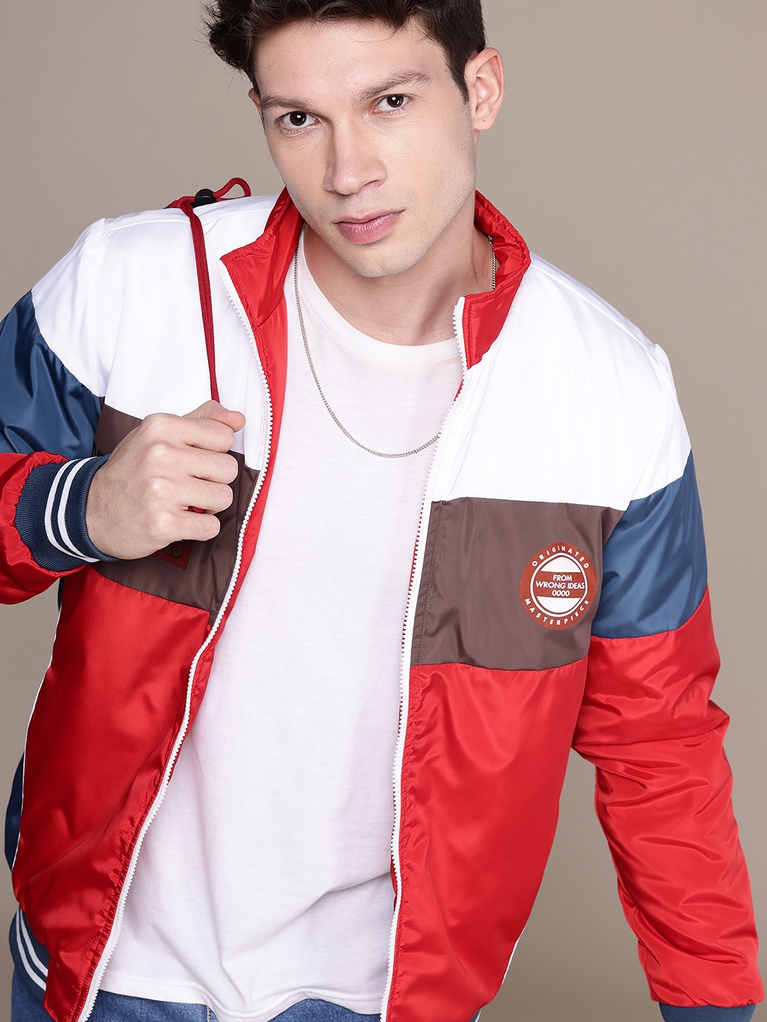 

WROGN Colourblocked Bomber Jacket, Red