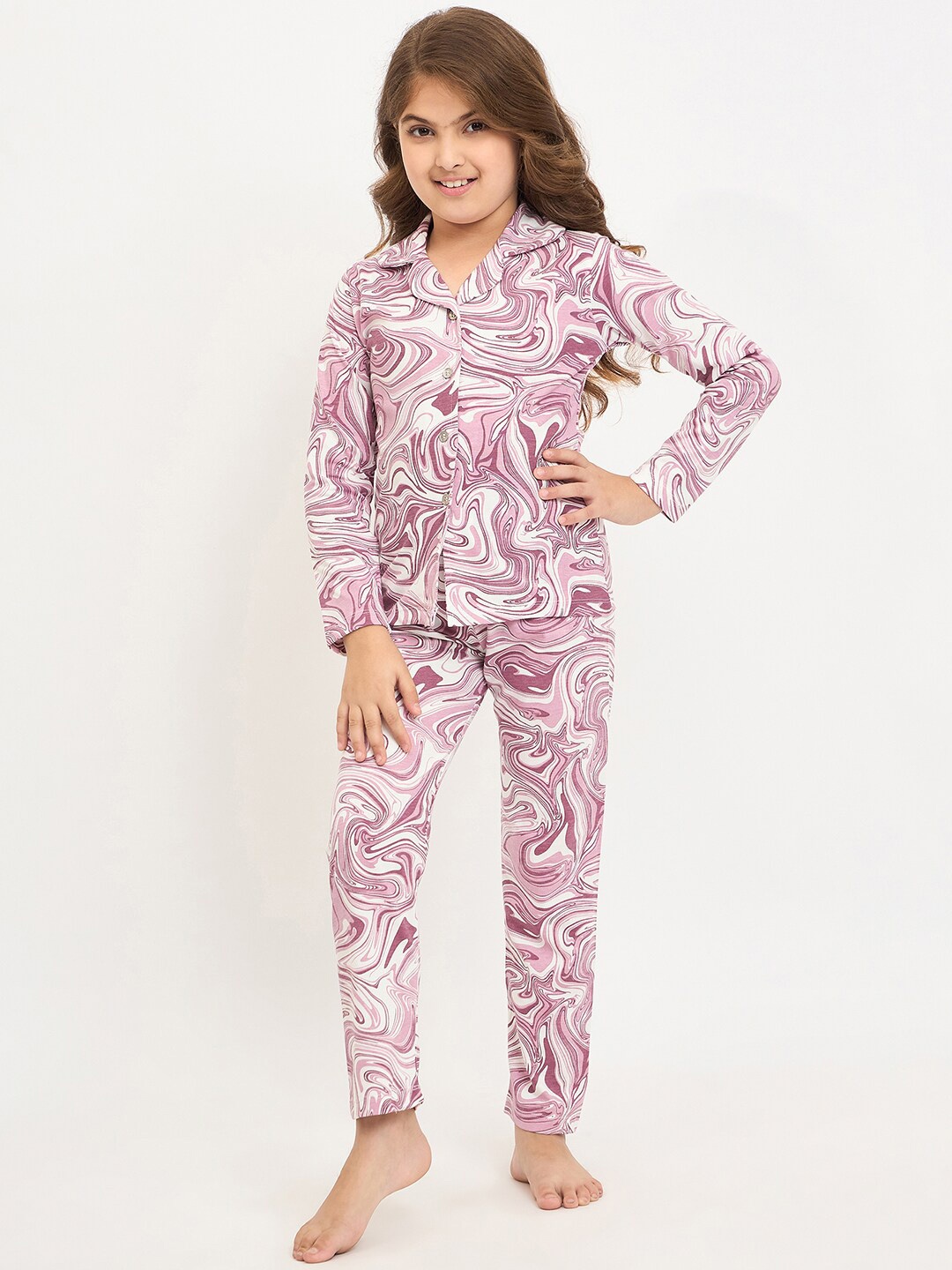 

PAMPOLINA Girls Printed Night suit, Purple