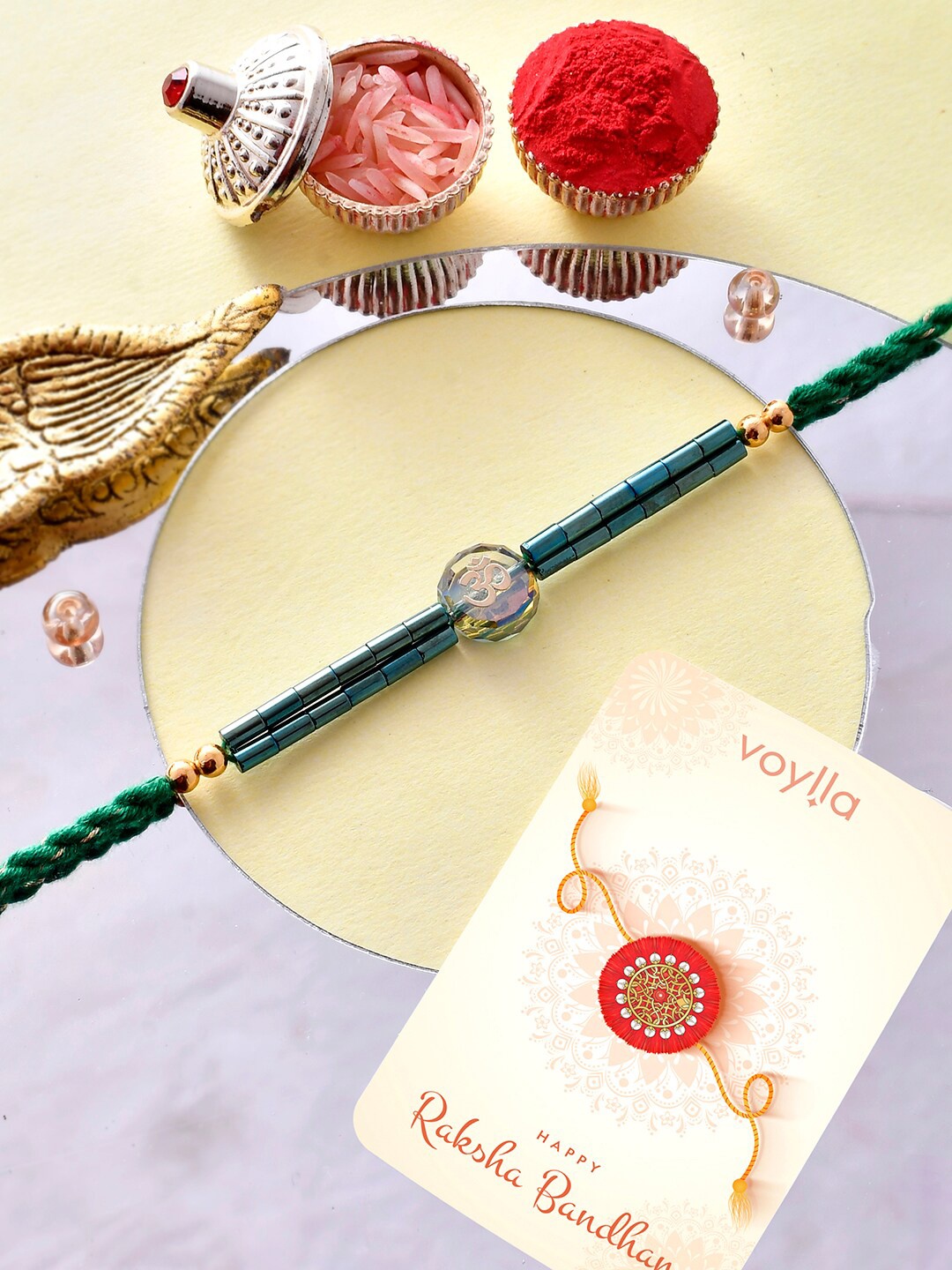 

Voylla Men Beaded Thread Rakhi, Green