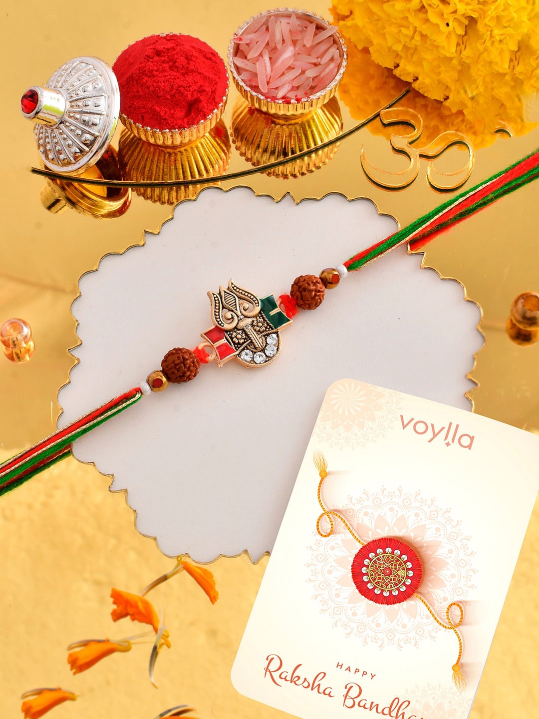 

Voylla Men Lord Shiva Trishul Motif Thread Rakhi, Gold