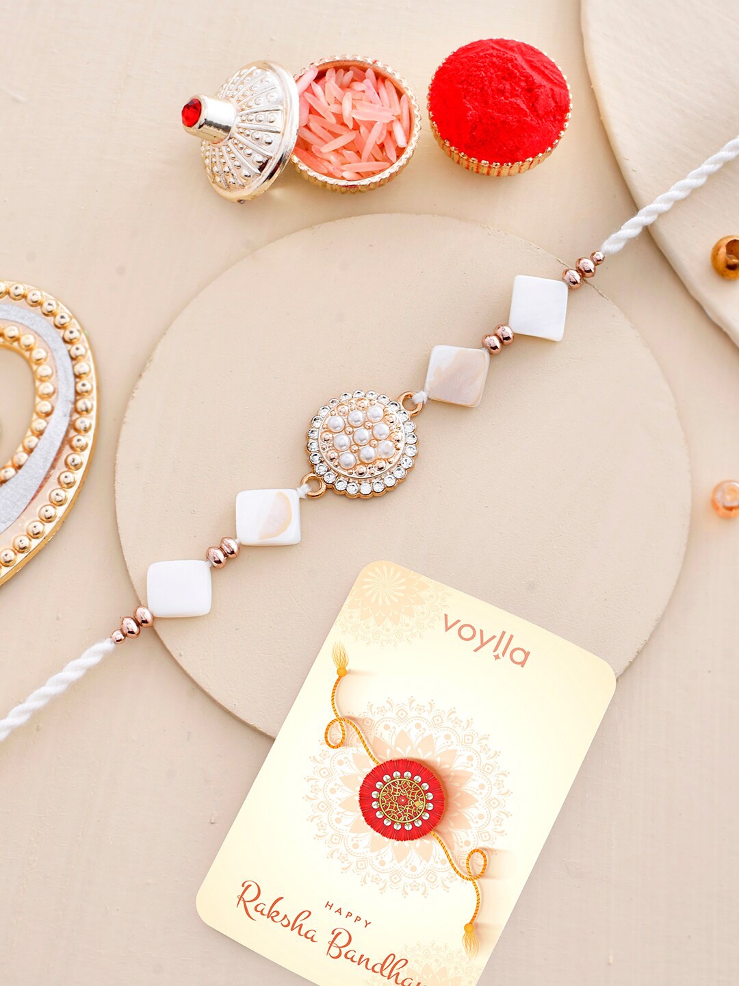 

Voylla Pearls & Shell Rakhi, White