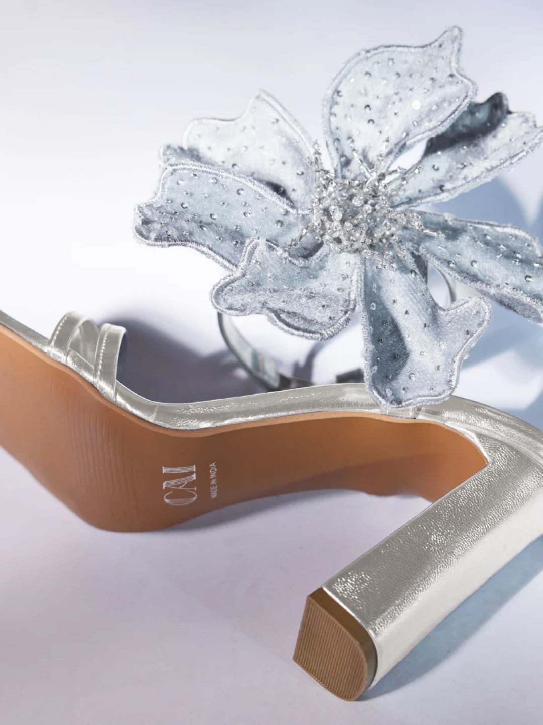 

CAI Women Bloom Block Heel Sandals, Silver