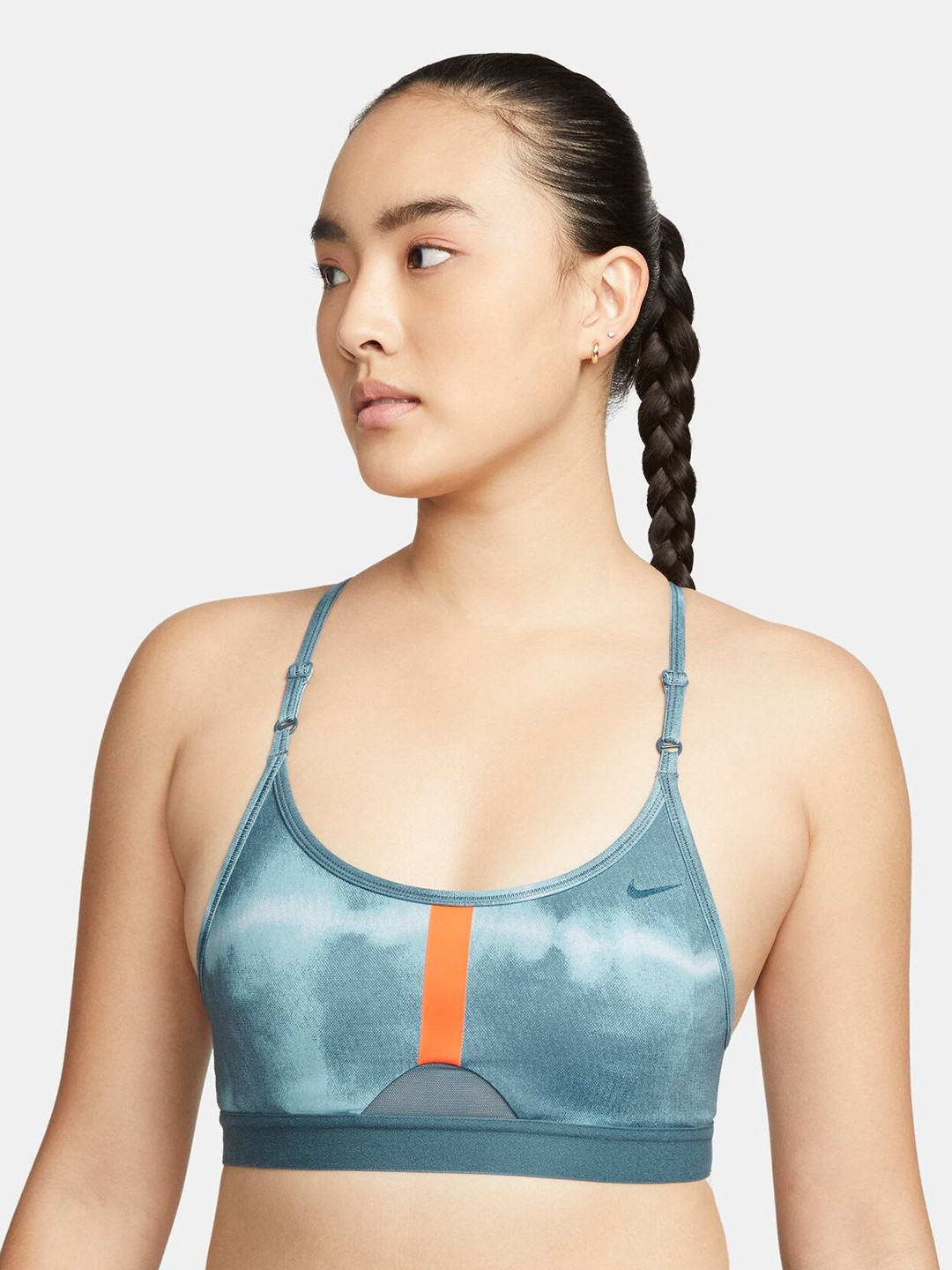 

Nike Indy Women's Light-Support Padded All-Over Print Sports Bra, Blue