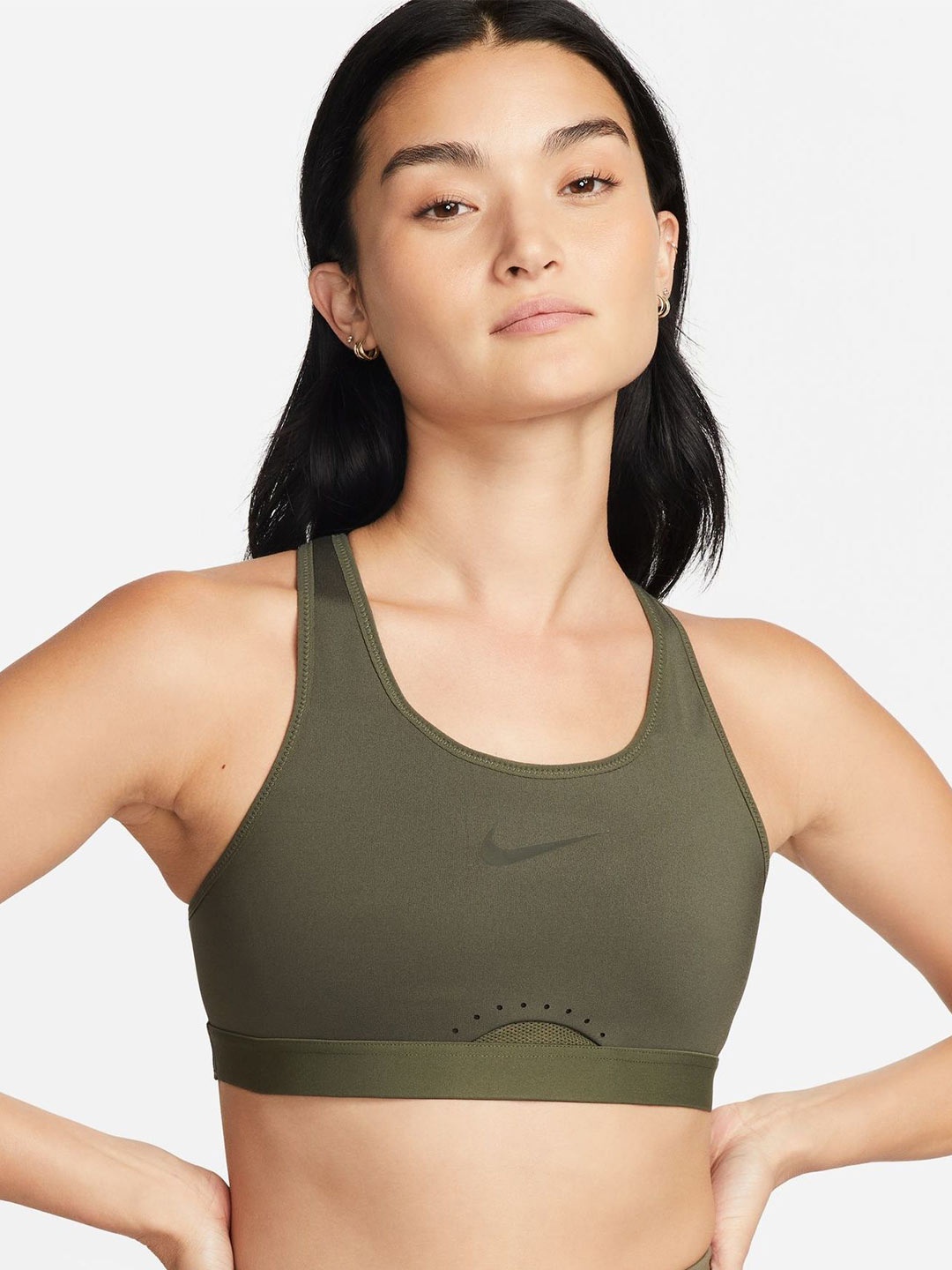 Nike Swoosh Women's High-Support Sports Bra, Khaki