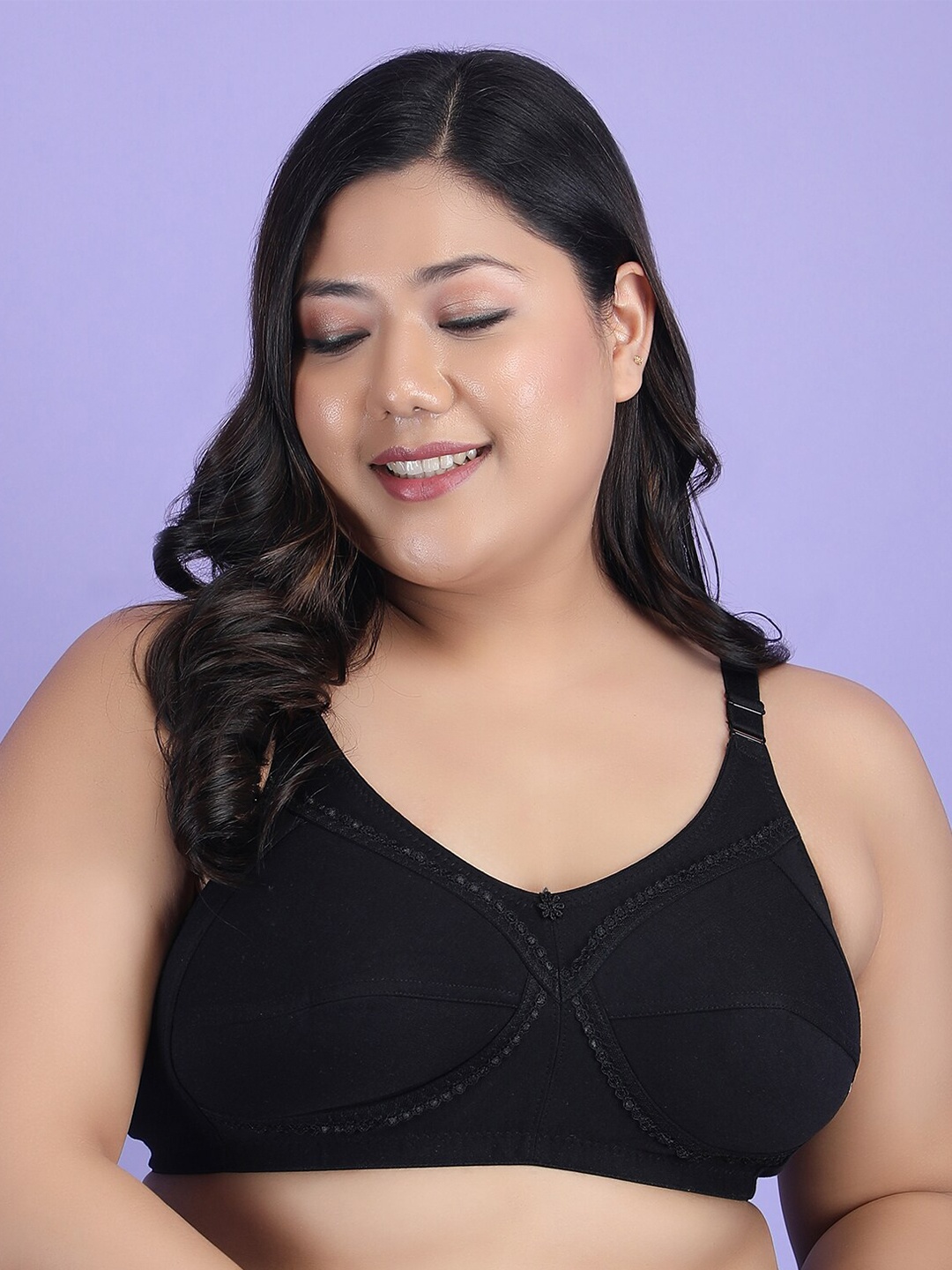 

Klassik Plus Size Full Coverage Non Padded Anti Odour Everyday Bra- All Day Comfort, Black
