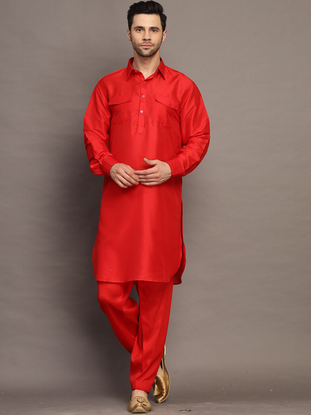 

Utsav Fashion Men Regular Kurta with Salwar, Red