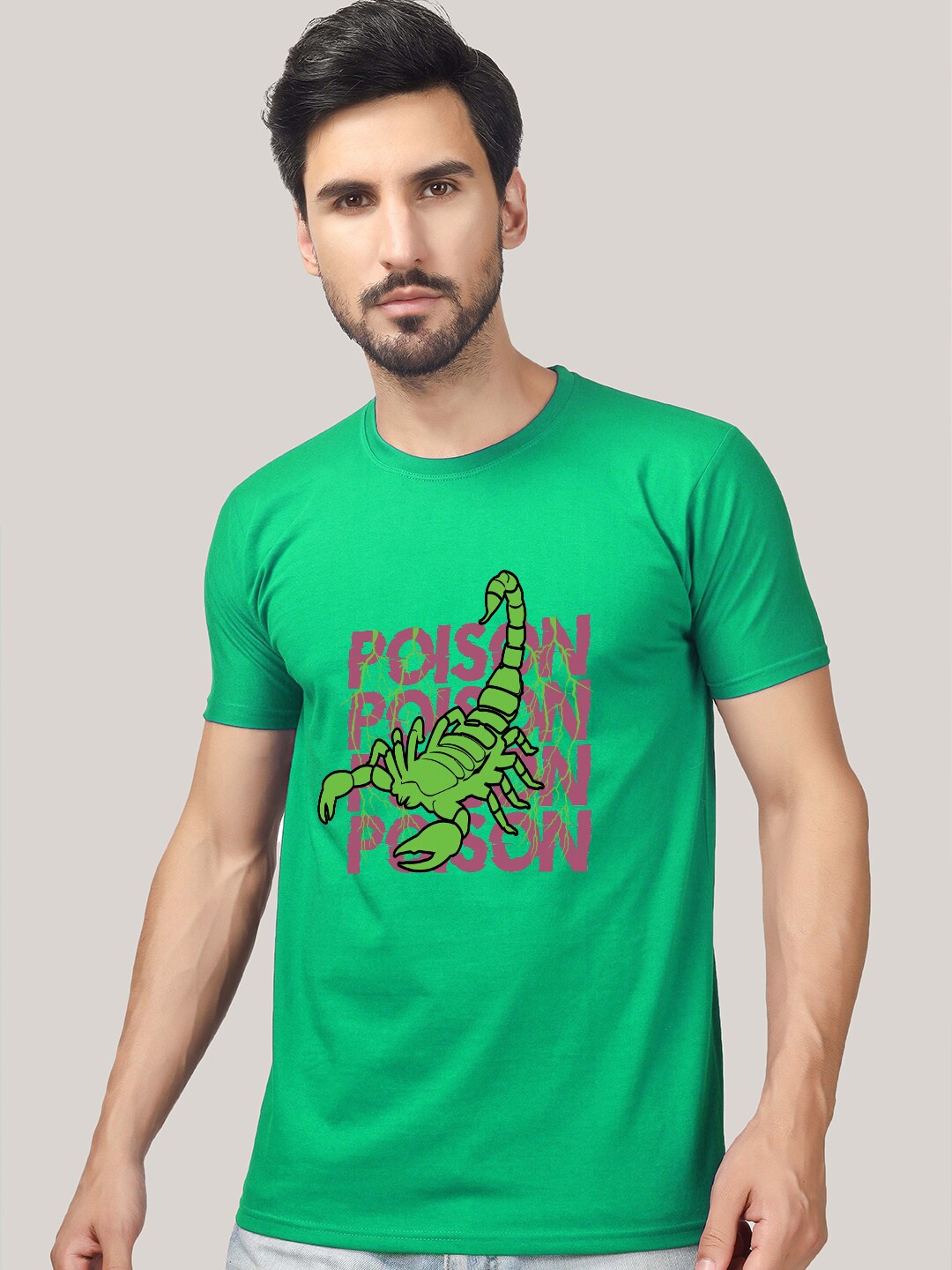 

Greylongg Typography Printed Round Neck T-shirt, Green