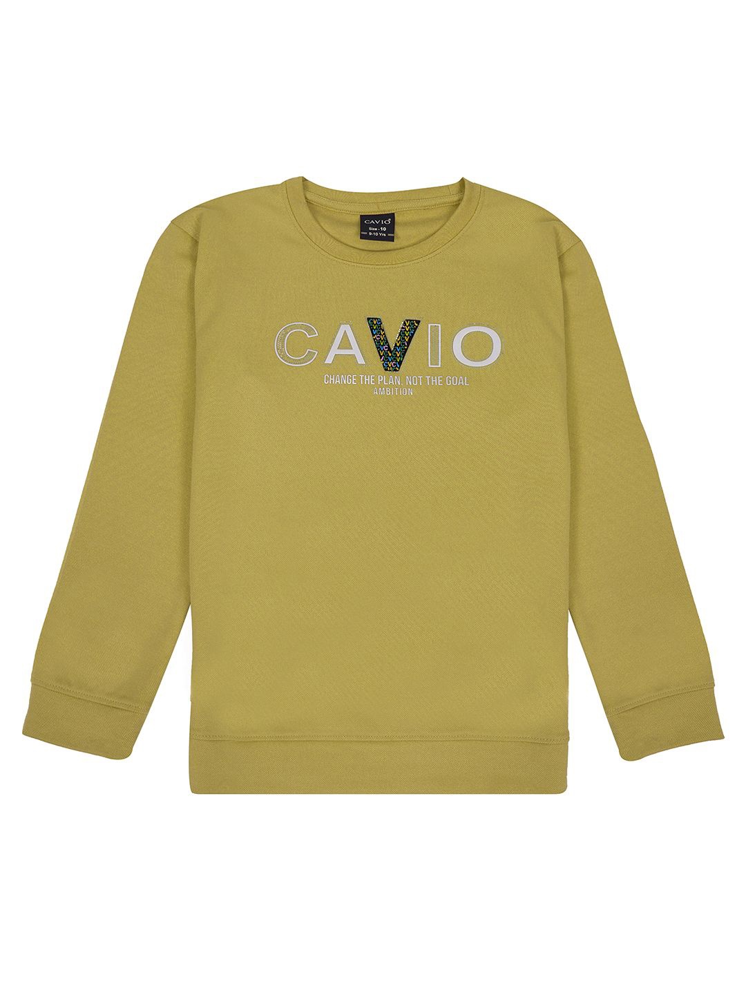

CAVIO Boys Typography Printed Round Neck Cotton Pullover Sweatshirt, Mustard