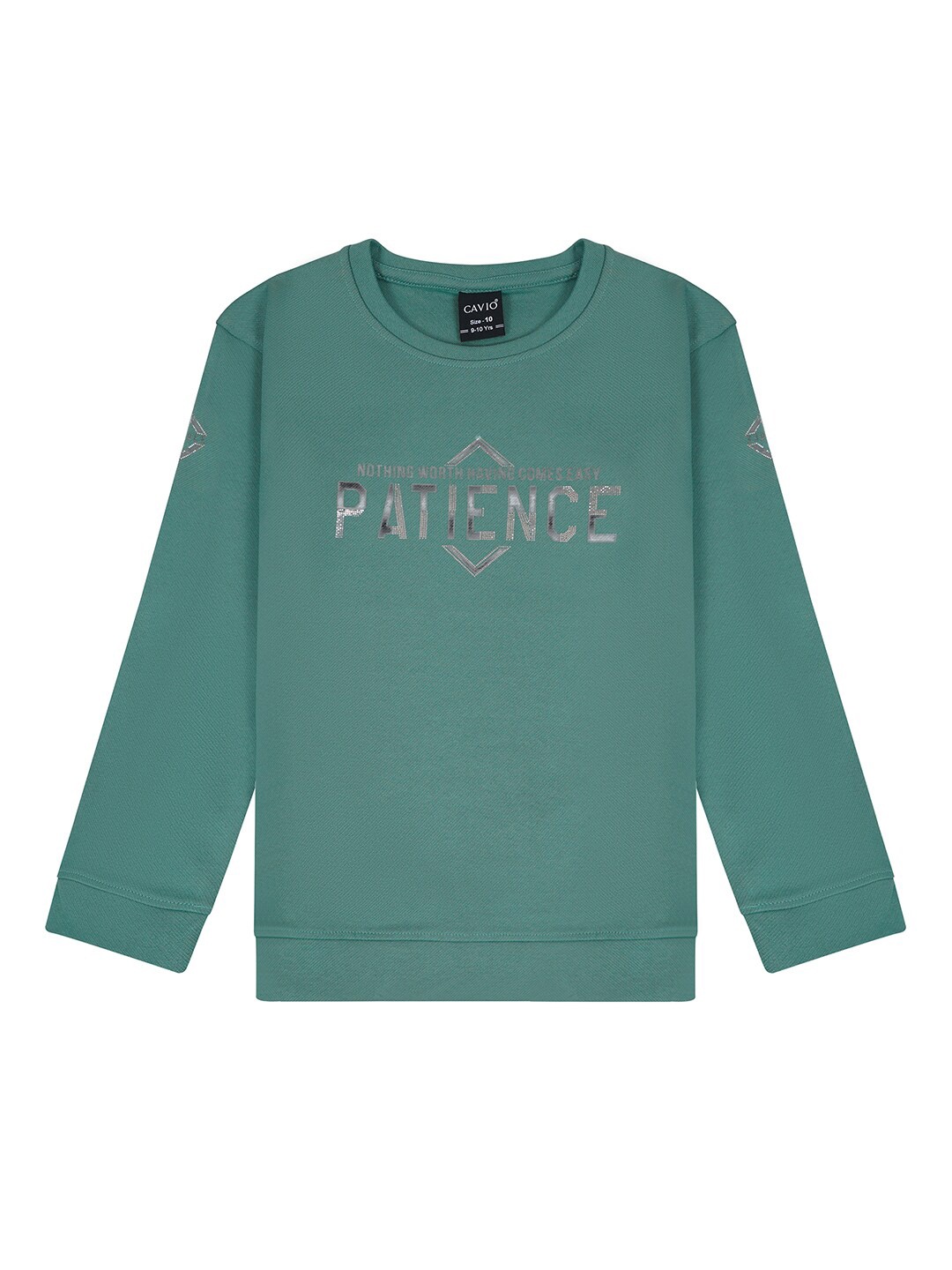 

CAVIO Boys Typography Printed Round Neck Cotton Pullover Sweatshirt, Green