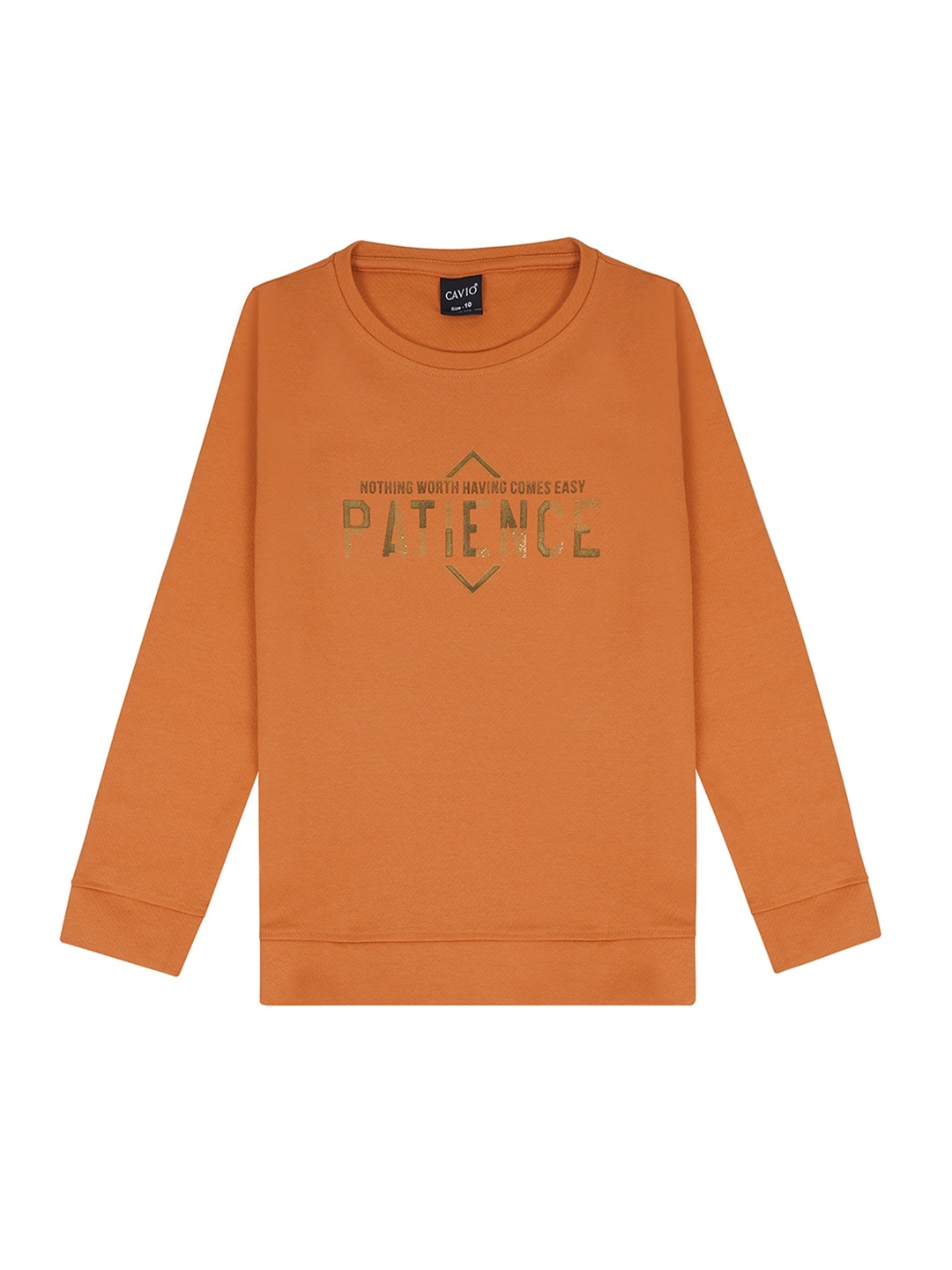 

CAVIO Boys Typography Printed Round Neck Cotton Pullover Sweatshirt, Orange