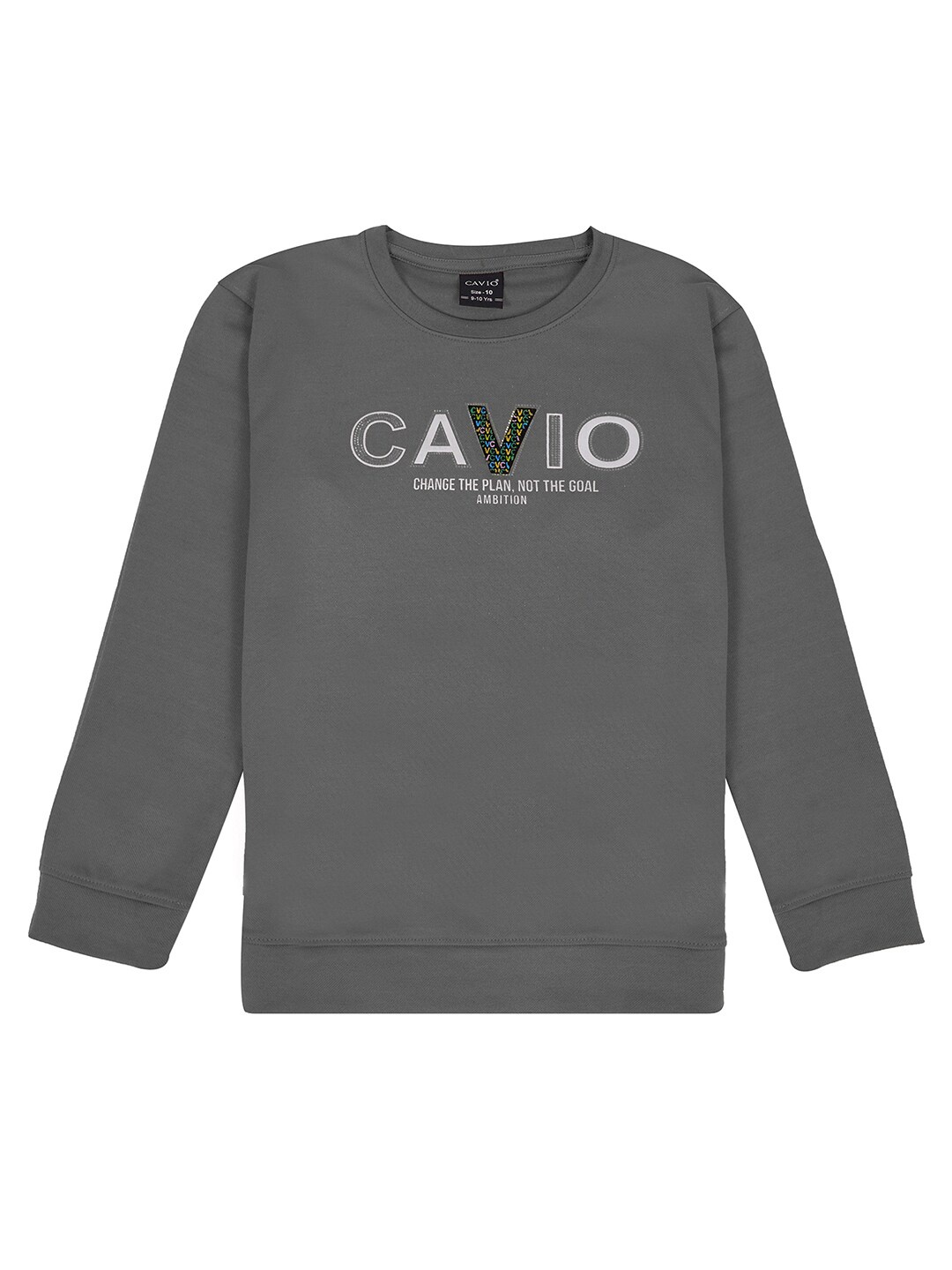 

CAVIO Boys Typography Printed Round Neck Cotton Pullover Sweatshirt, Grey