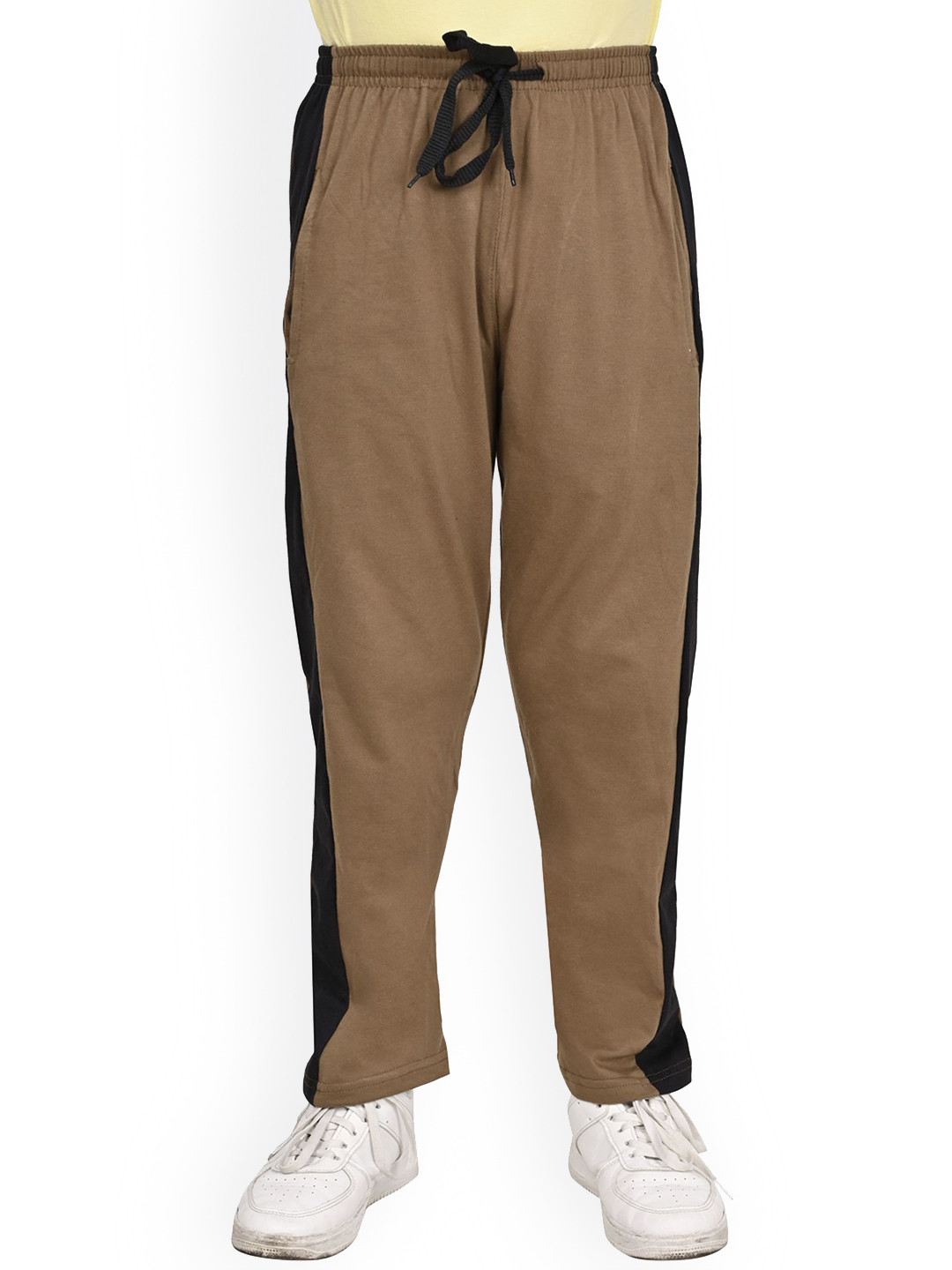 

BAESD Boys Cotton Track Pants With Side Patta, Brown