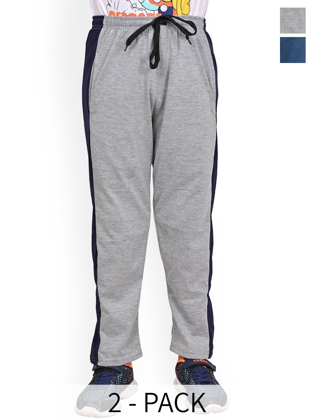 

BAESD Boys Pack Of 2 Cotton Track Pant With Side Panel Details, Grey