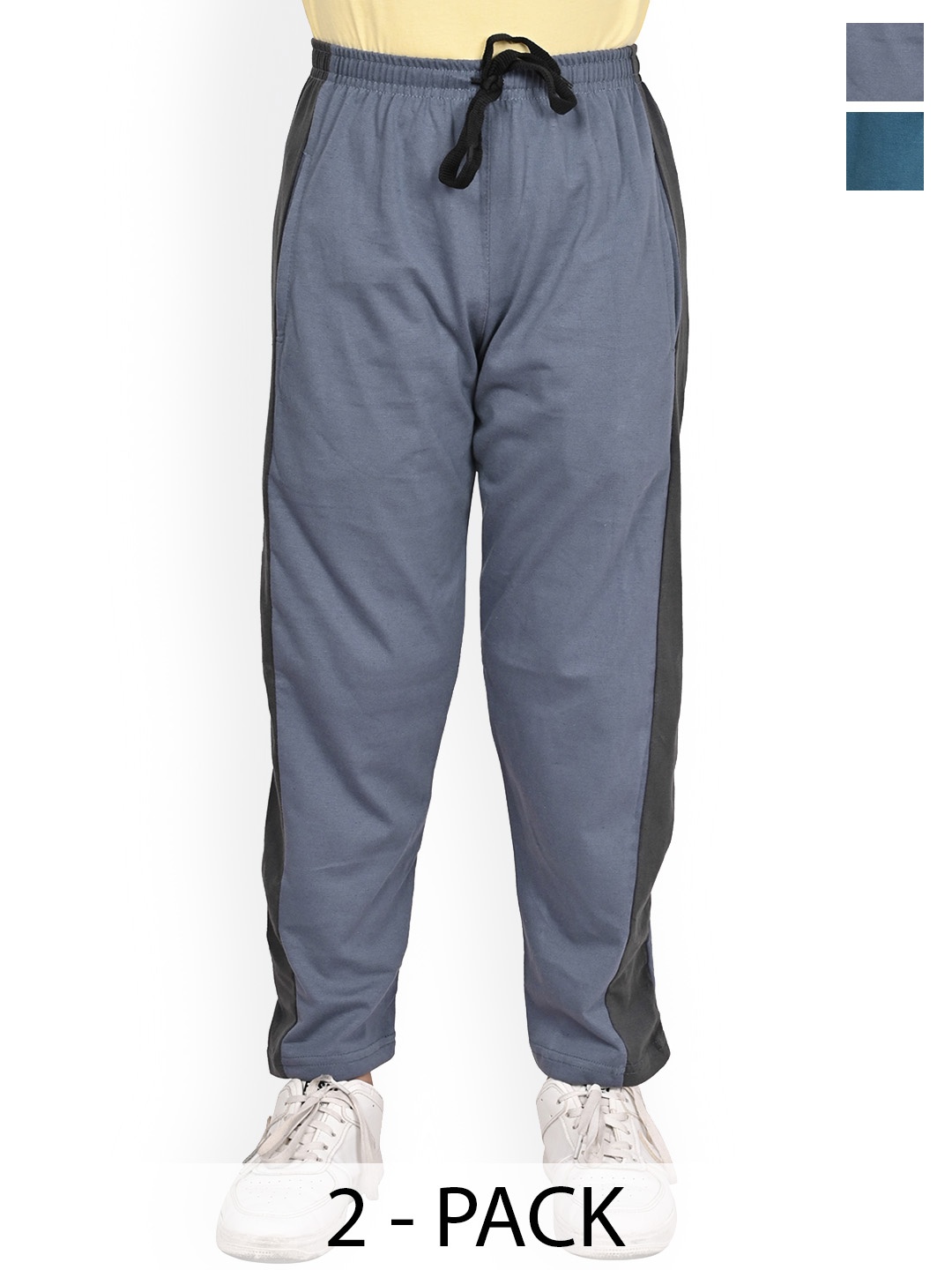 

BAESD Boys Pack Of 2 Regular Fit Pure Cotton Track Pants, Grey