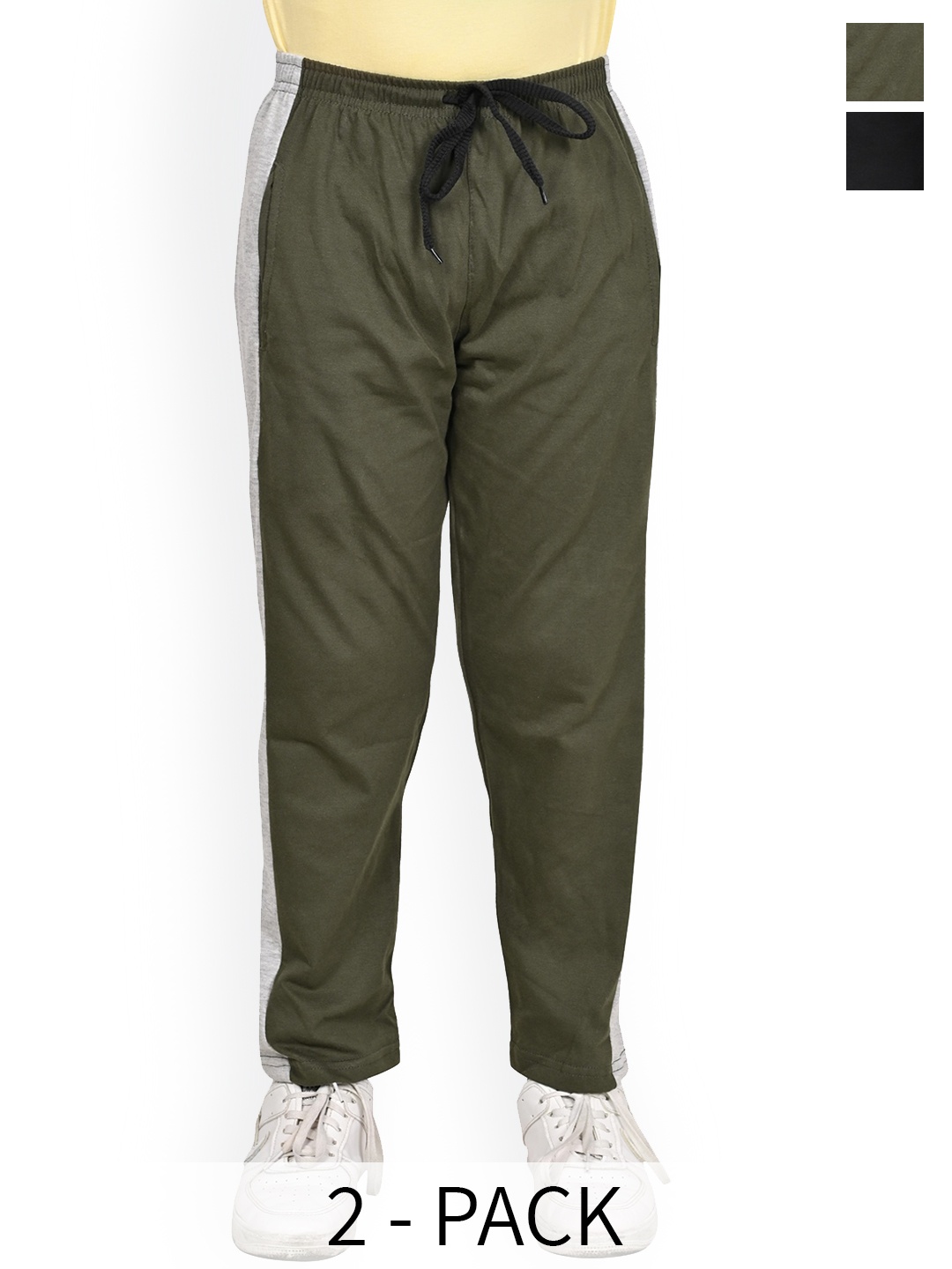 

BAESD Boys Pack Of 2 Side Panel Detail Pure Cotton Track Pants, Black