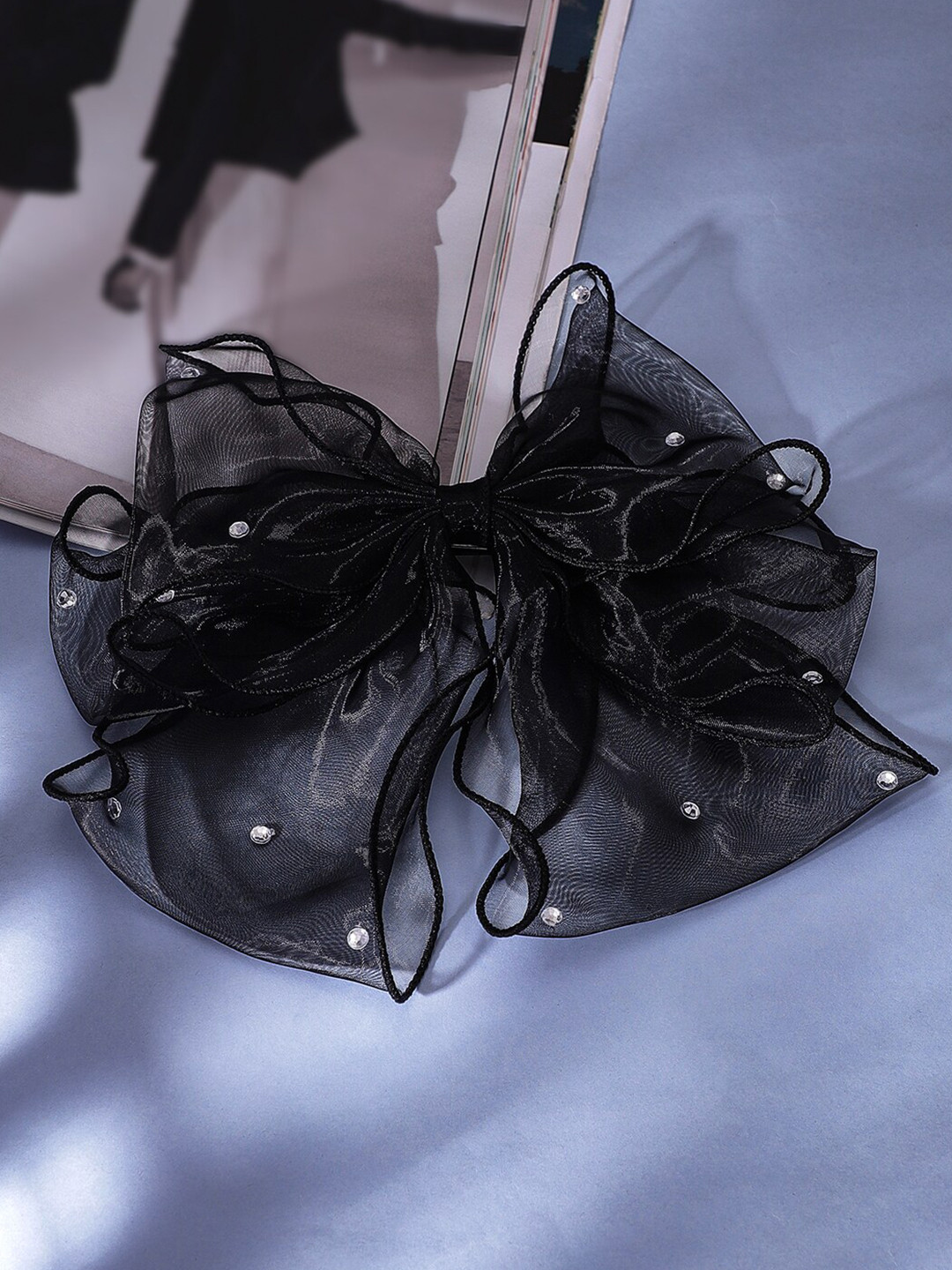 

Rubans Embellished Bow French Barrette, Black