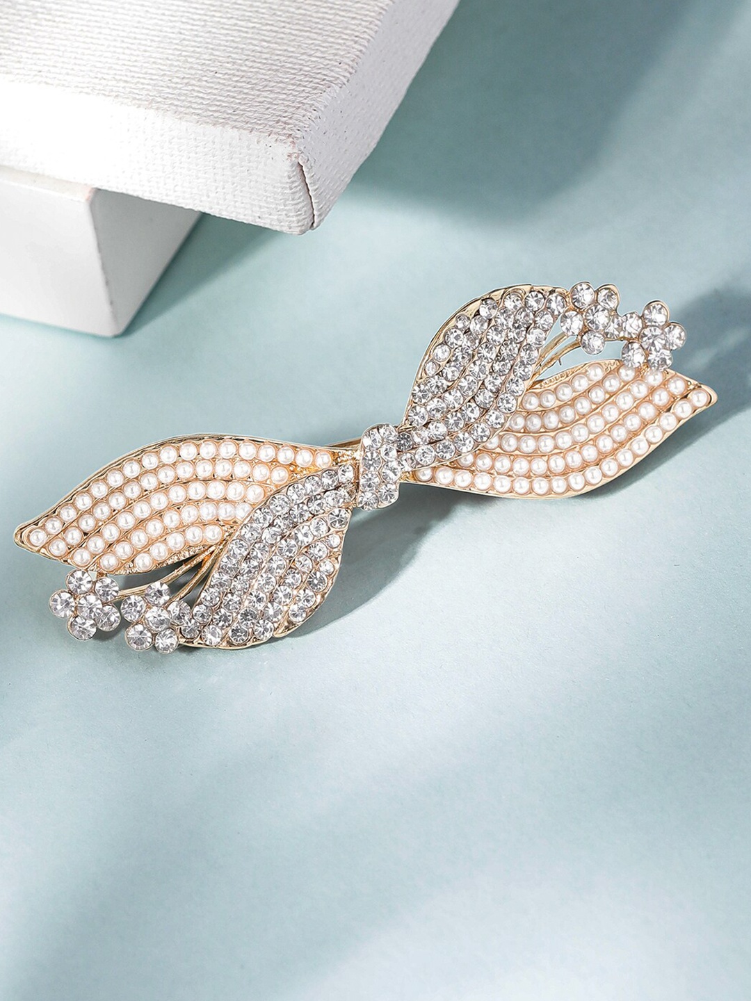 

Rubans Women AD & Artificial Beading Claw Clip, Gold