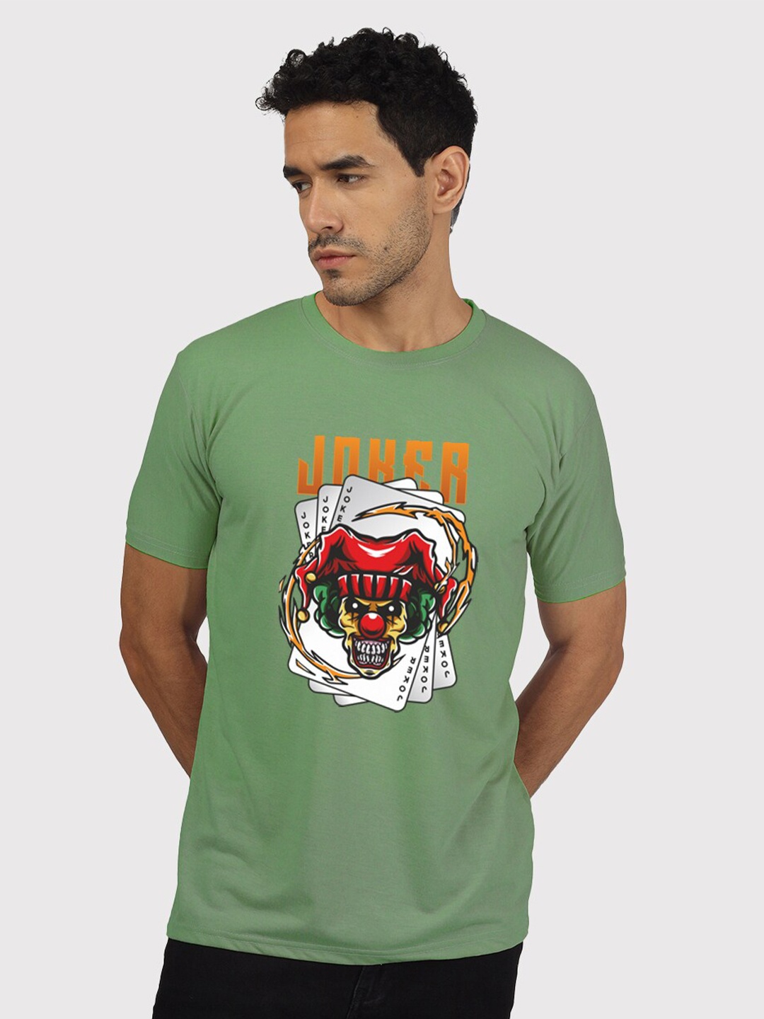 

Greylongg Graphic Printed Round Neck Short Sleeves Casual T-shirt, Green