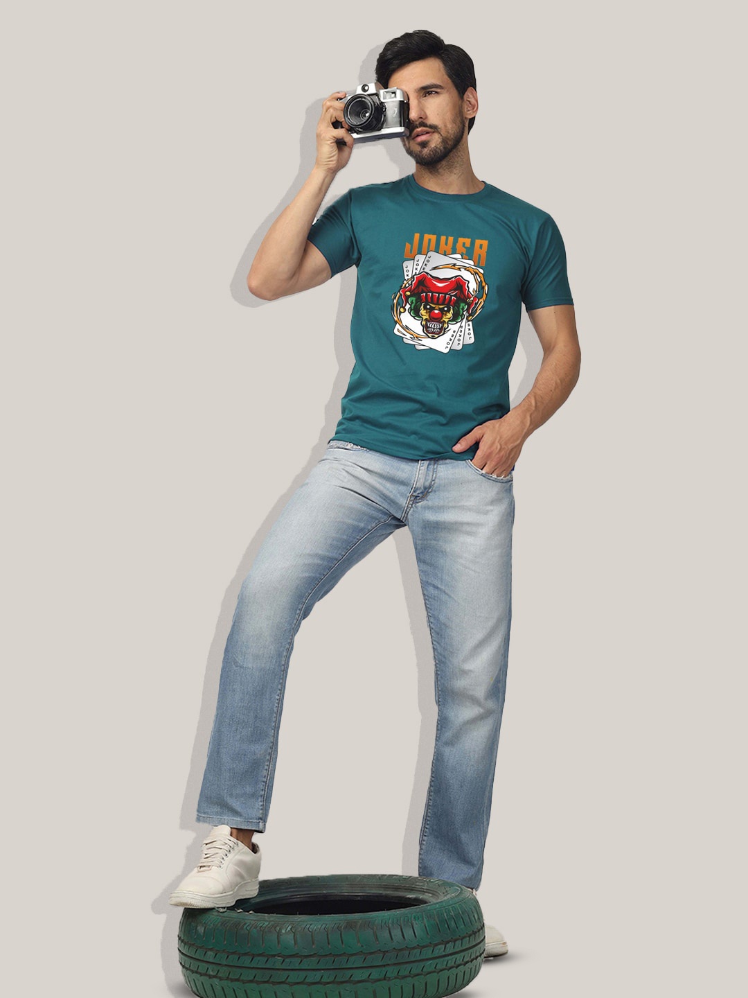 

Greylongg Graphic Printed Round Neck T-Shirt, Green