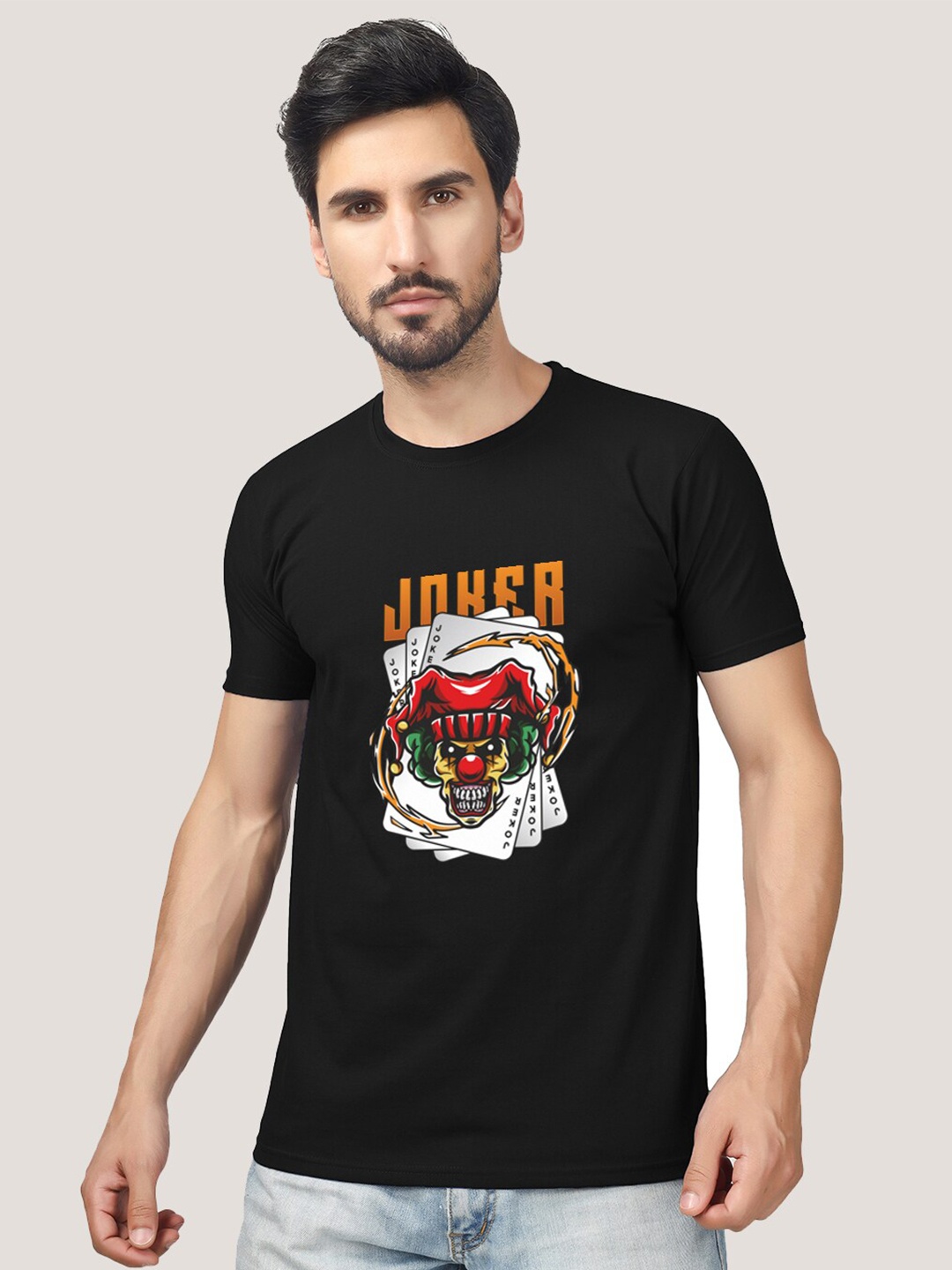 

Greylongg Graphic Printed Round Neck T-Shirt, Black