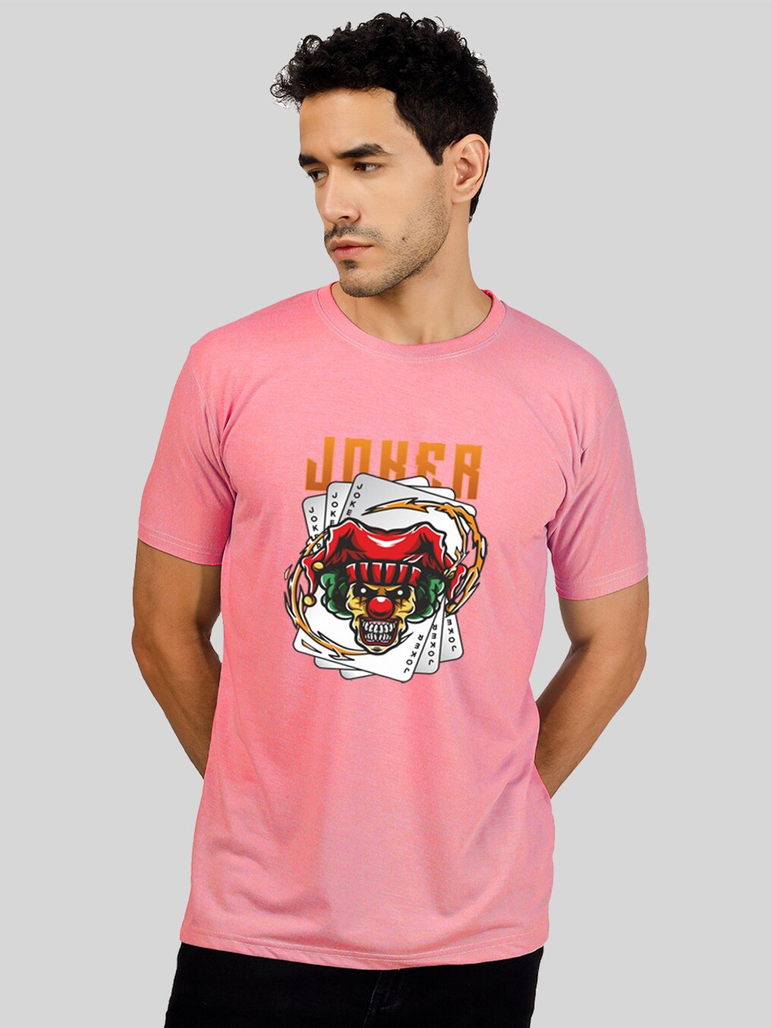 

Greylongg Graphic Printed Round Neck Short Sleeves Casual T-shirt, Pink
