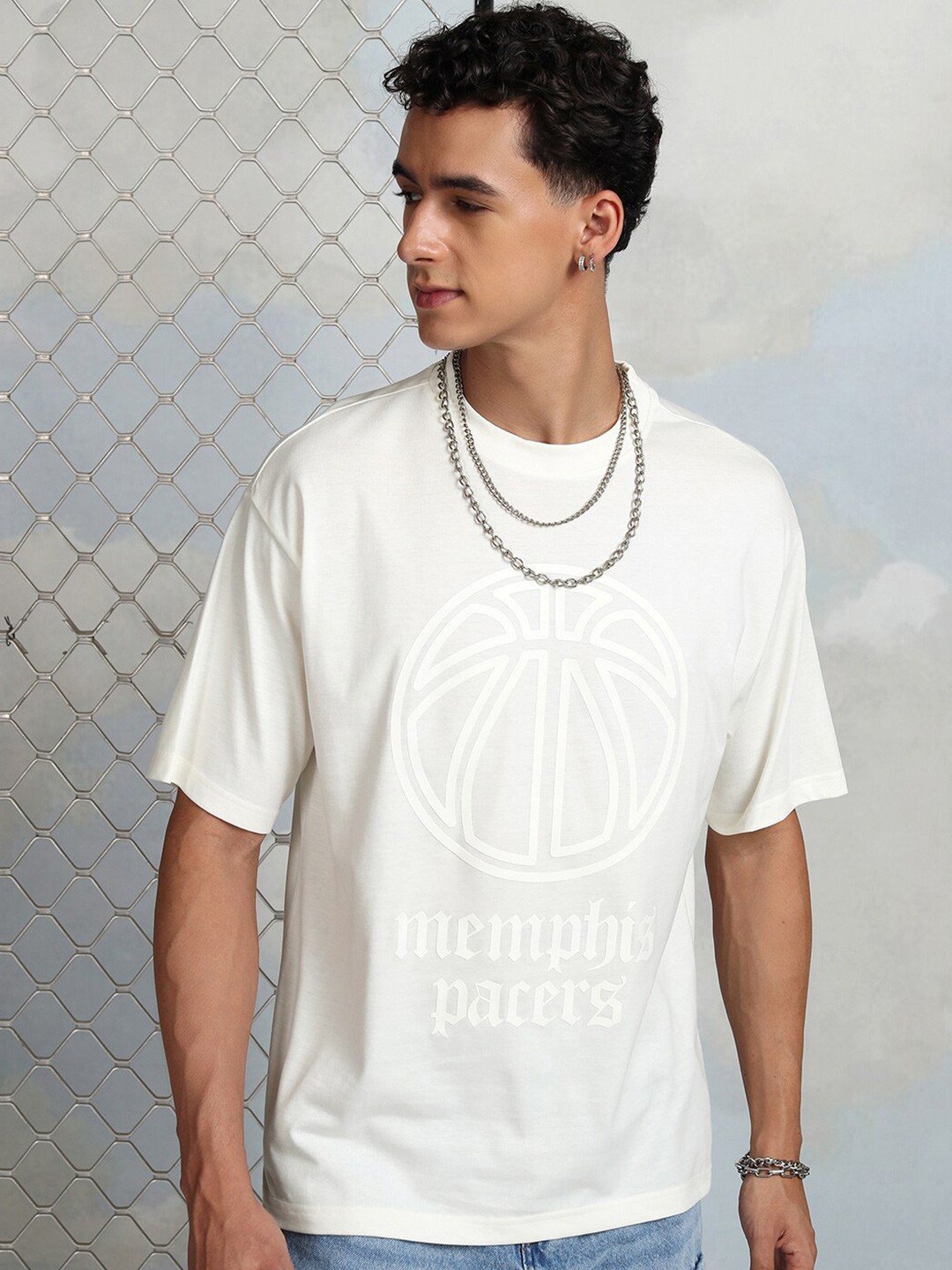 

HIGHLANDER Graphic Printed Cotton T-shirt, Off white