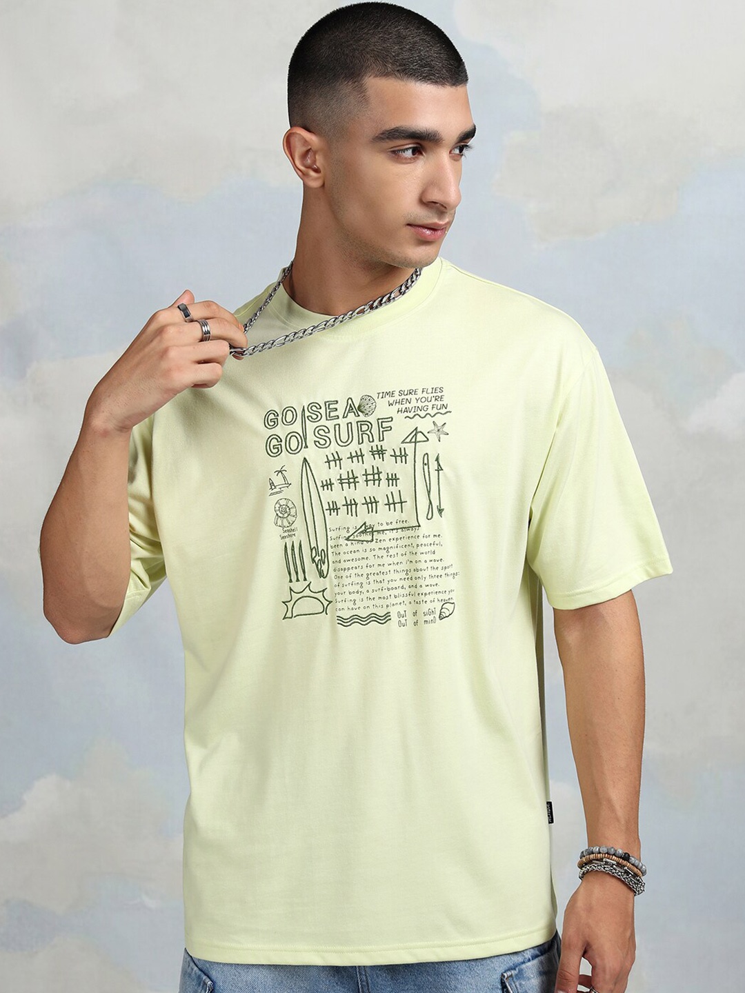 

HIGHLANDER Typography Printed T-shirt, Lime green