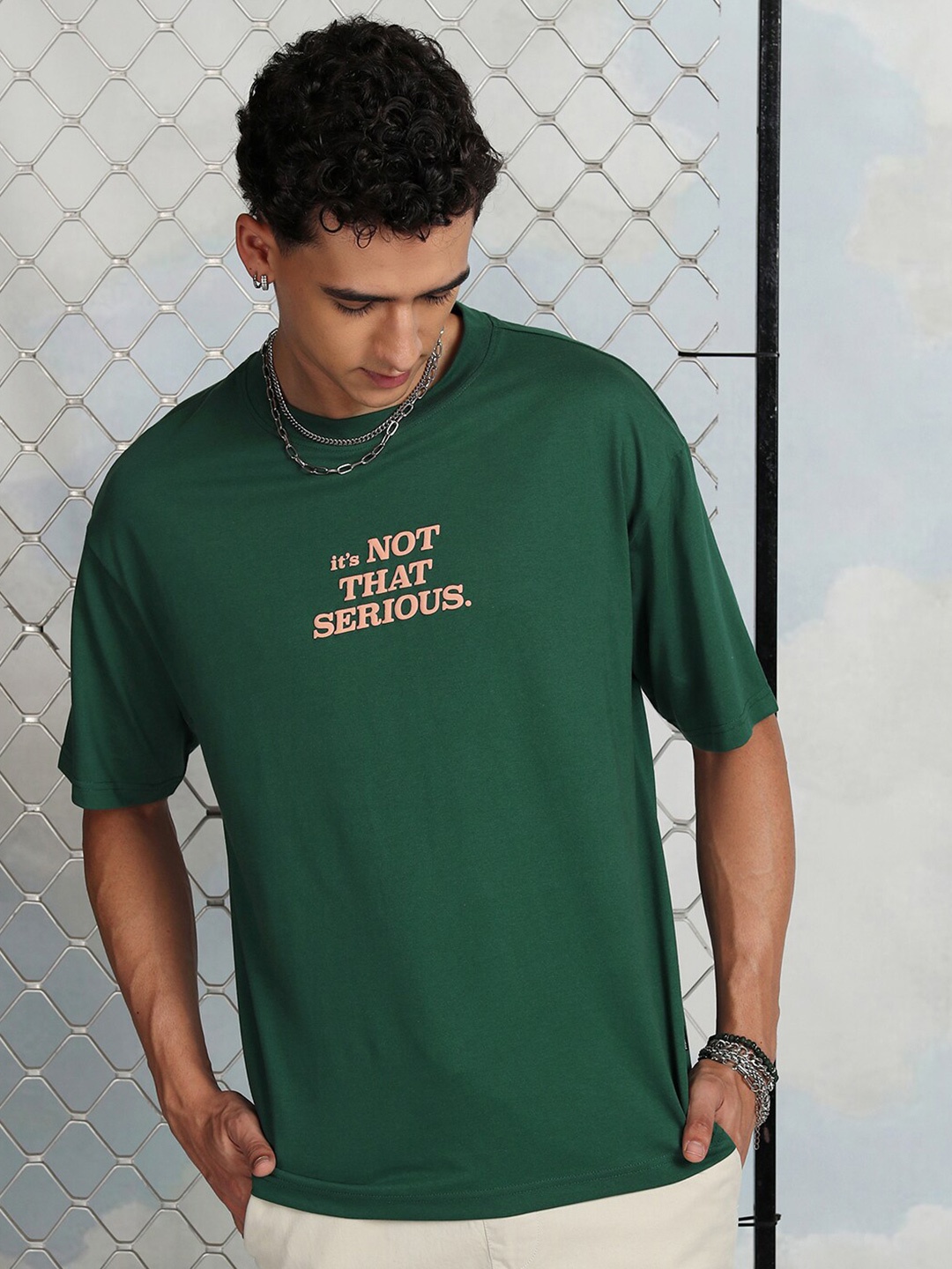 

HIGHLANDER Printed Typography Cotton T-shirt, Green