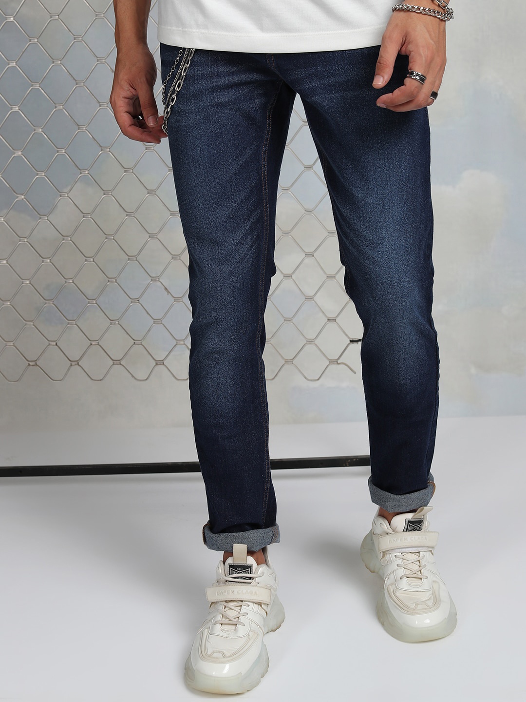 

HIGHLANDER Men Slim Fit Light Fade Clean Look Cotton Stretchable Jeans, Blue