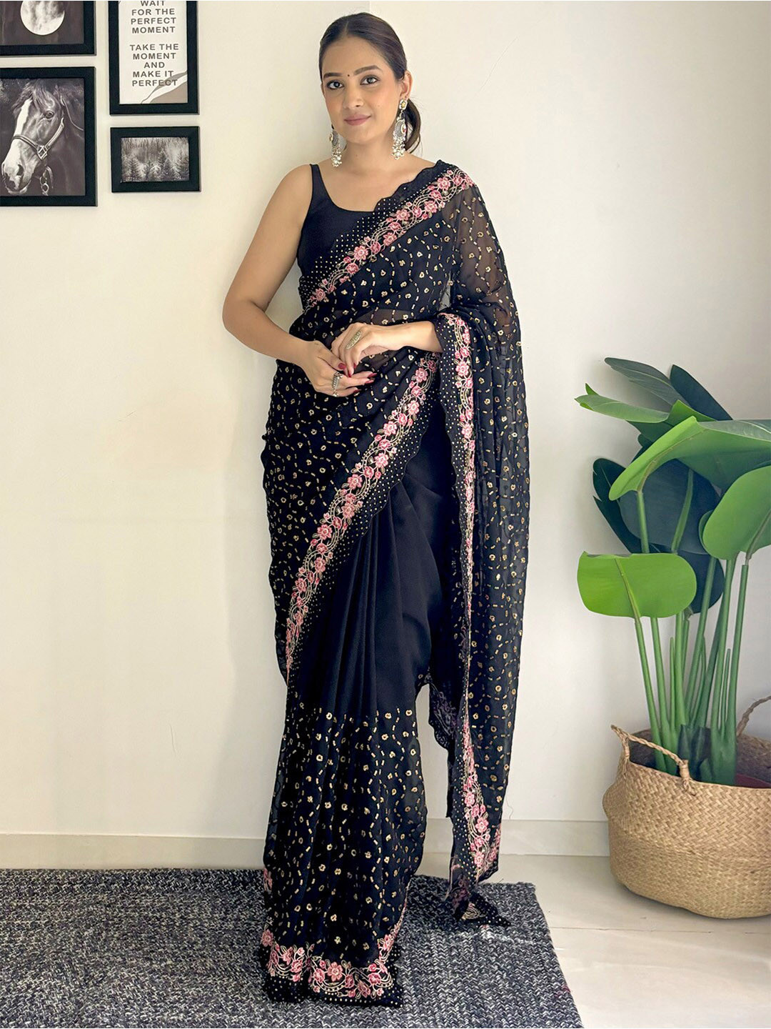 

Anouk Women Sarees, Black