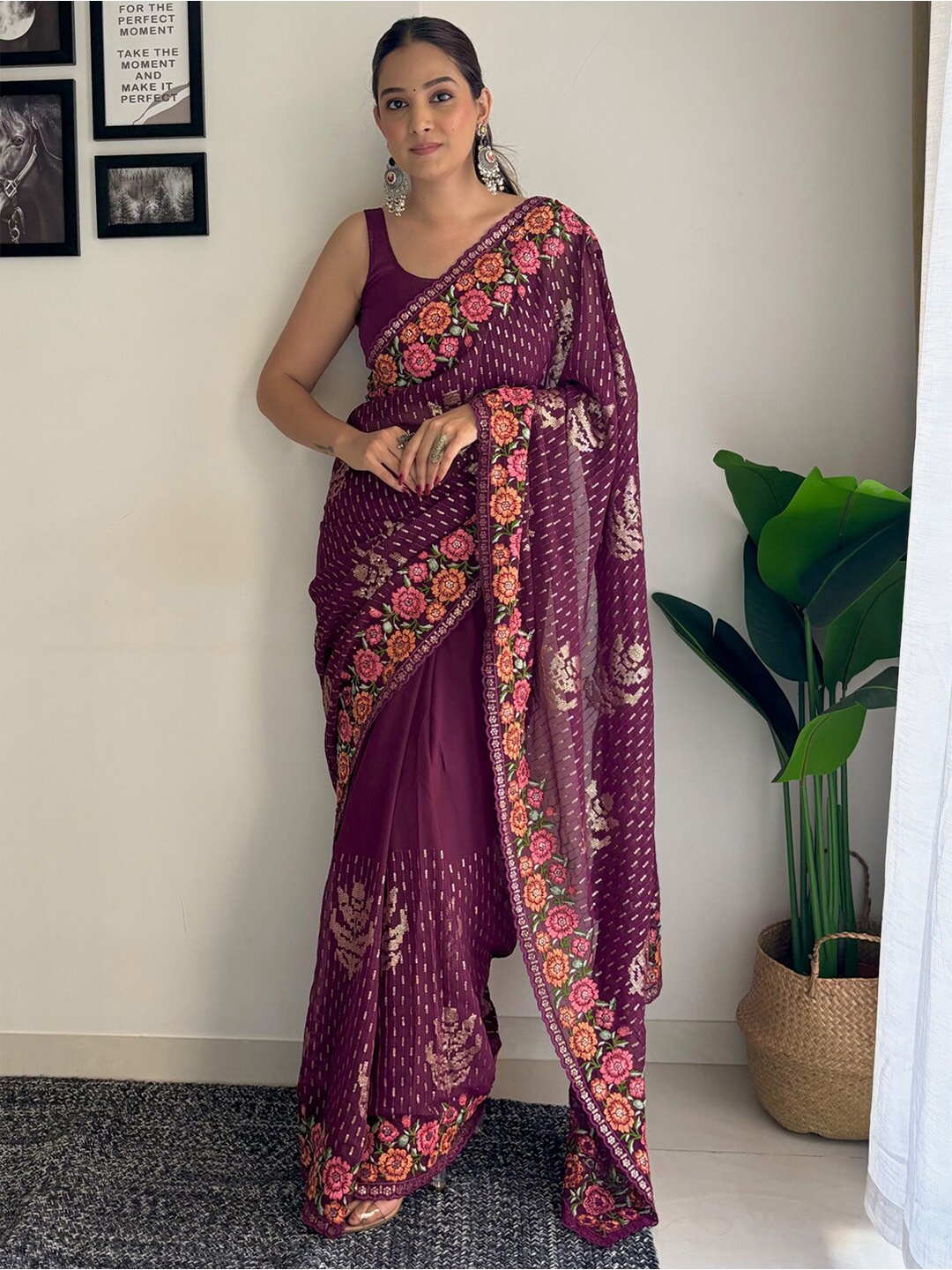 

Anouk Embellished Sequinned Pure Georgette Saree, Magenta