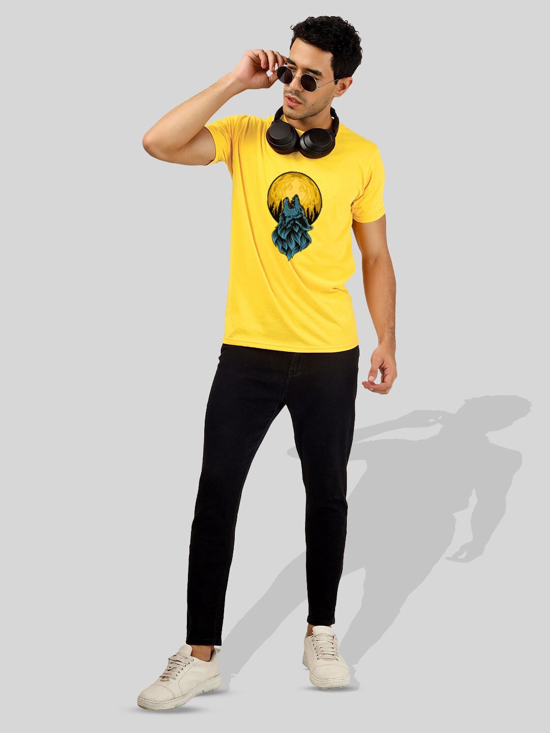 

Greylongg Printed Round Neck Short Sleeves Casual T-shirt, Yellow
