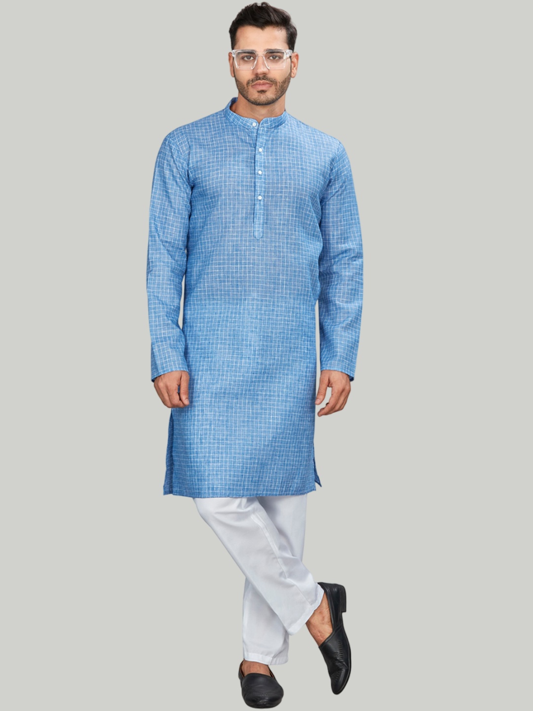 

Authentics Mandarin Collar Straight Kurta, Blue