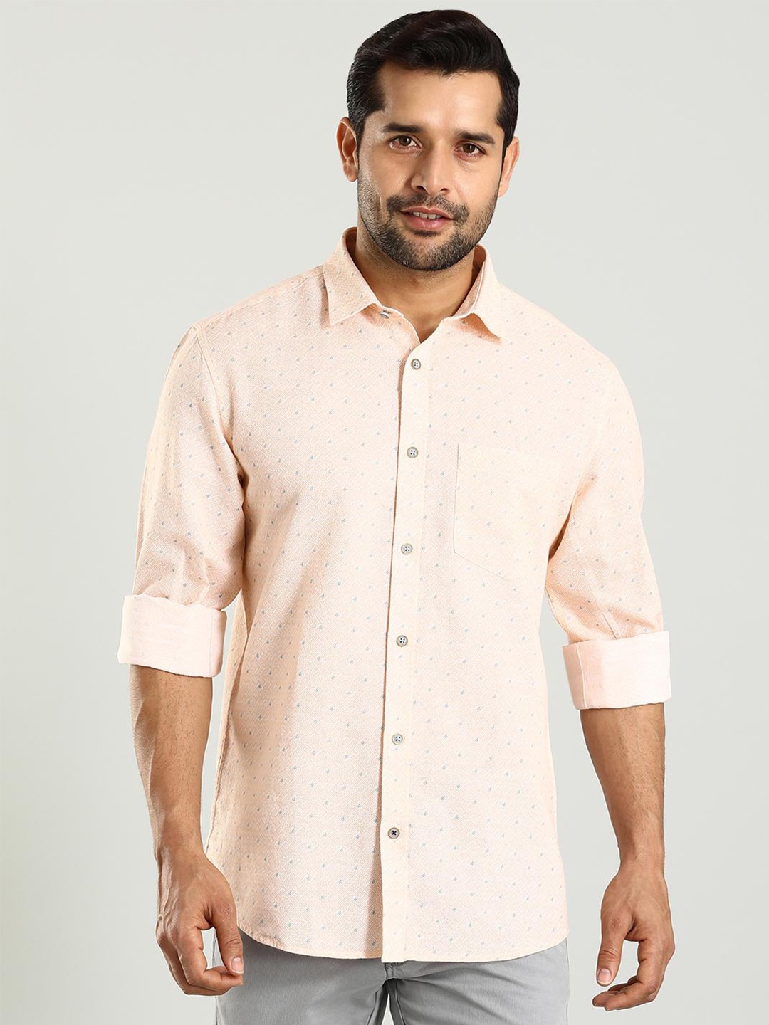 

Indian Terrain Classic Slim Fit Micro Ditsy Printed Casual Shirt, Yellow