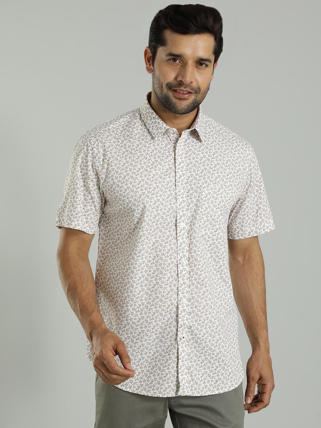 

Indian Terrain Slim Fit Floral Printed Cotton Casual Shirt, White