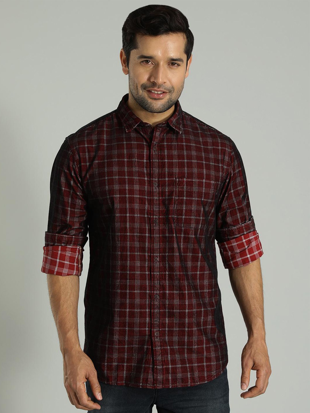

Indian Terrain India Slim Slim Fit Tartan Checks Casual Shirt, Red